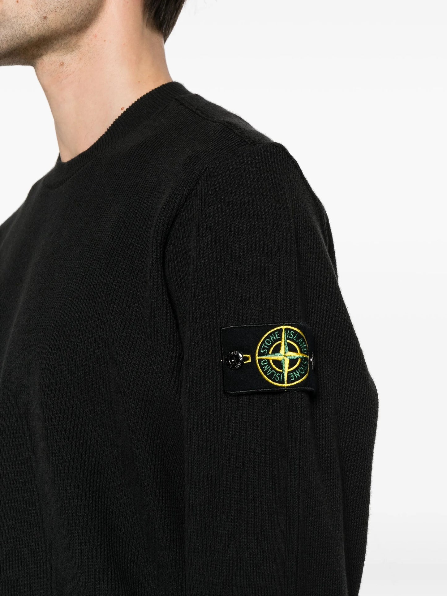 Compass-badge ribbed sweatshirt