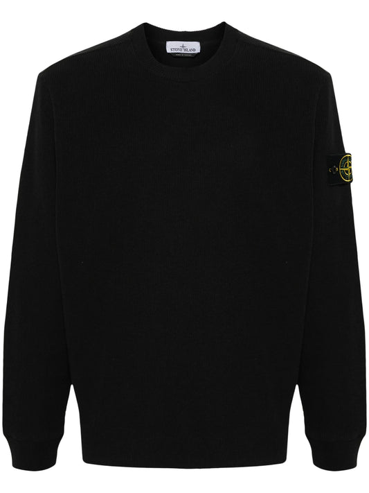 Compass-badge ribbed sweatshirt
