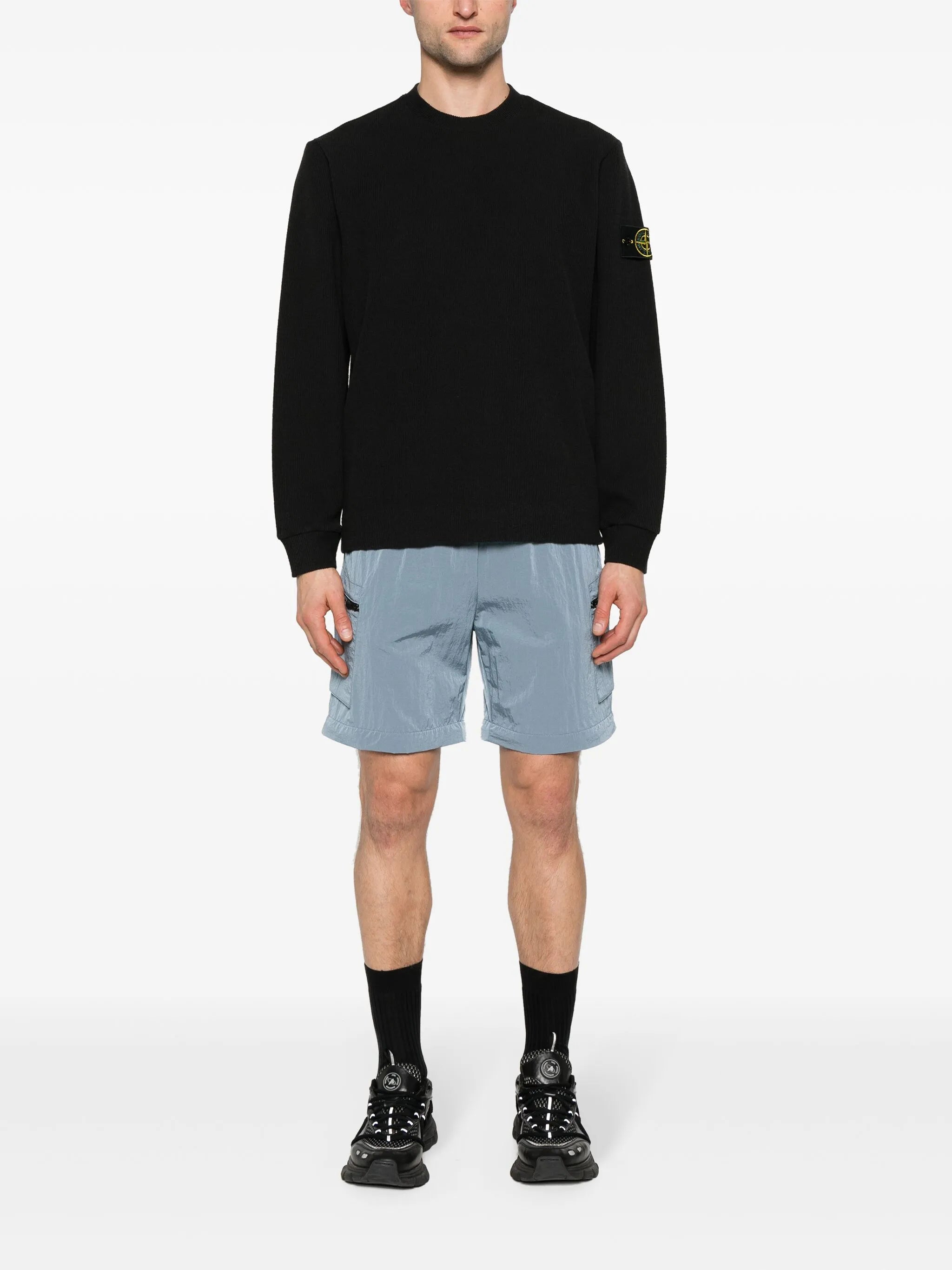 Compass-badge ribbed sweatshirt