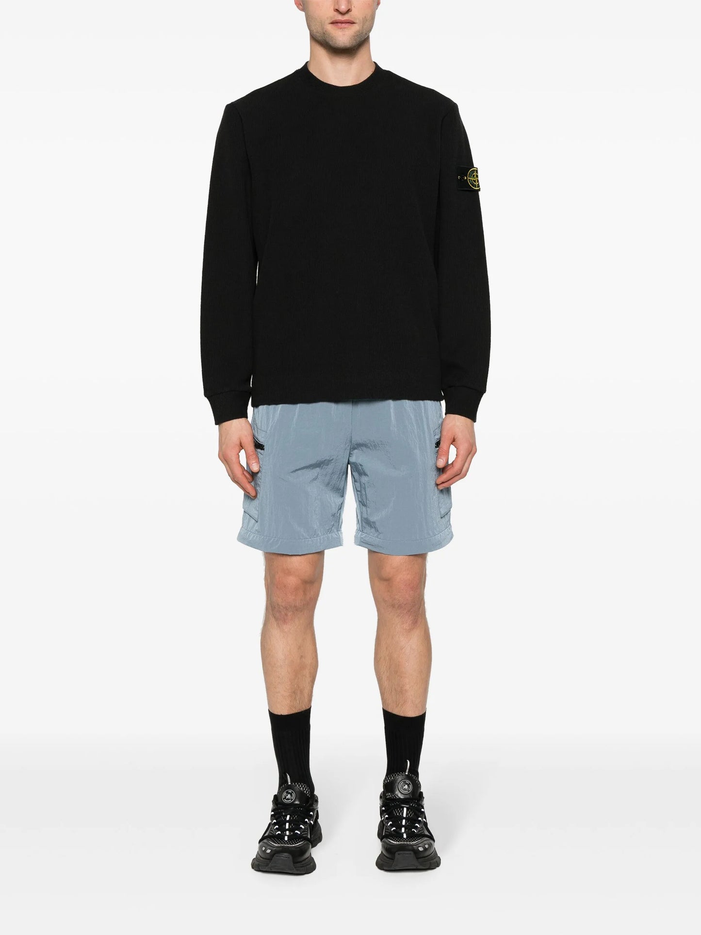 Compass-badge ribbed sweatshirt