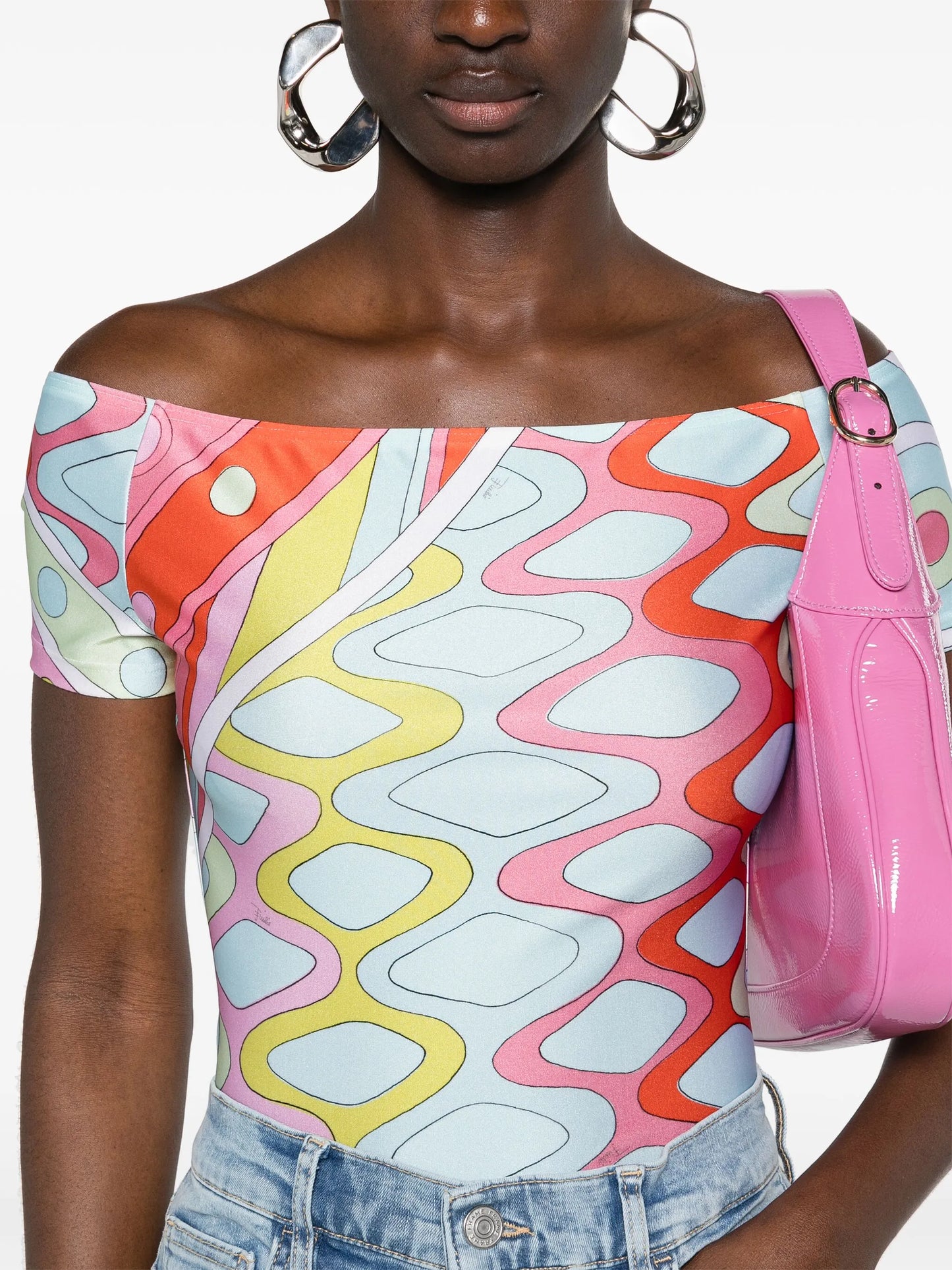 Vivara-print off-shoulder top
