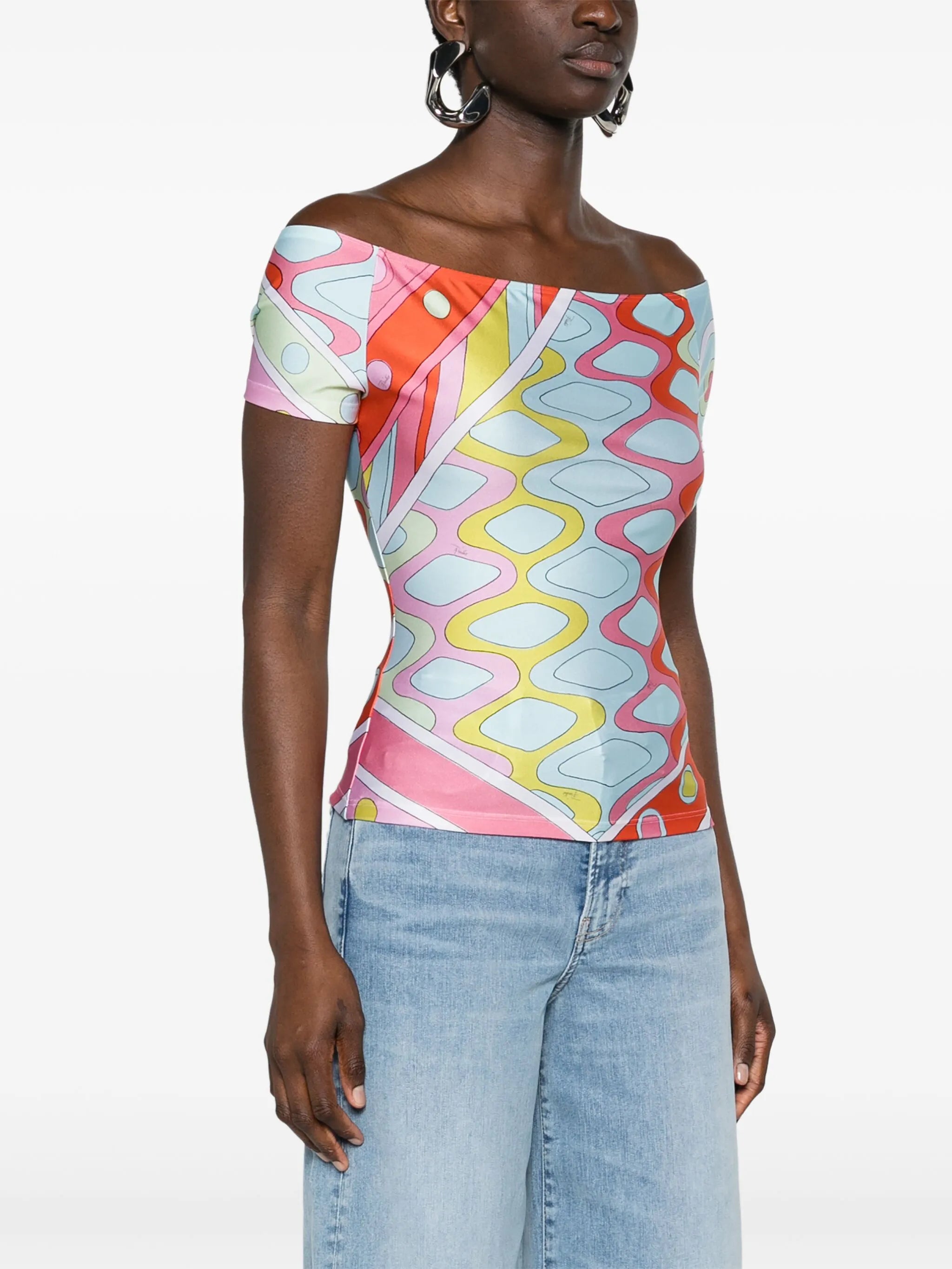Vivara-print off-shoulder top