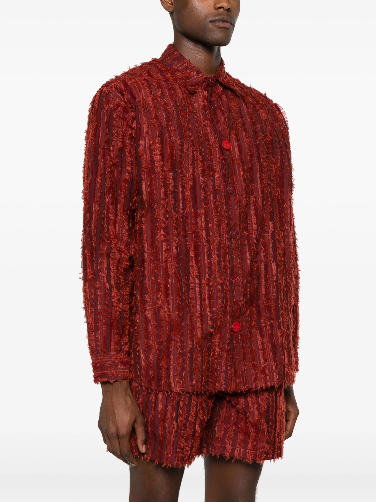 frayed striped shirt
