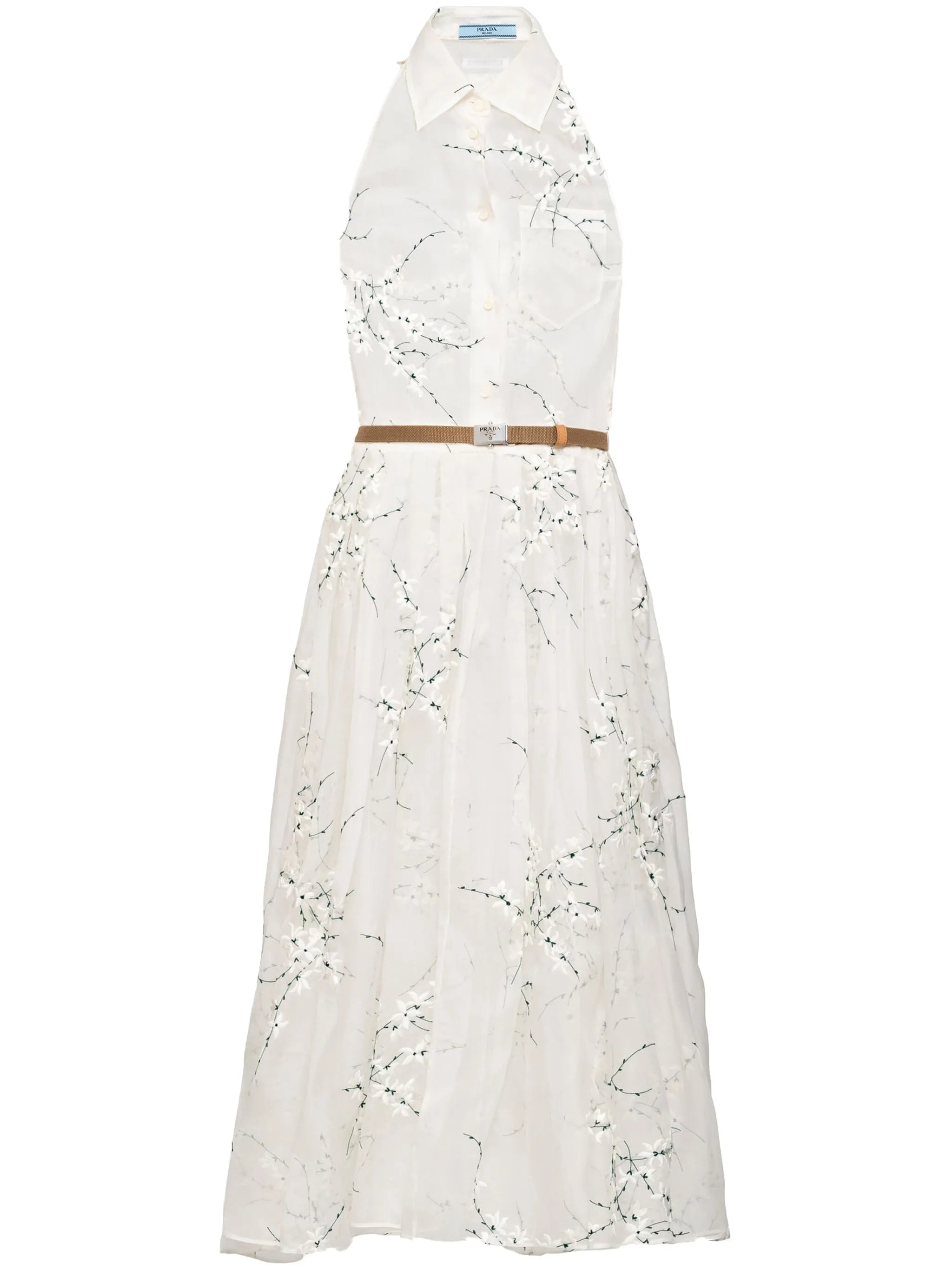 floral-embroidered silk midi dress