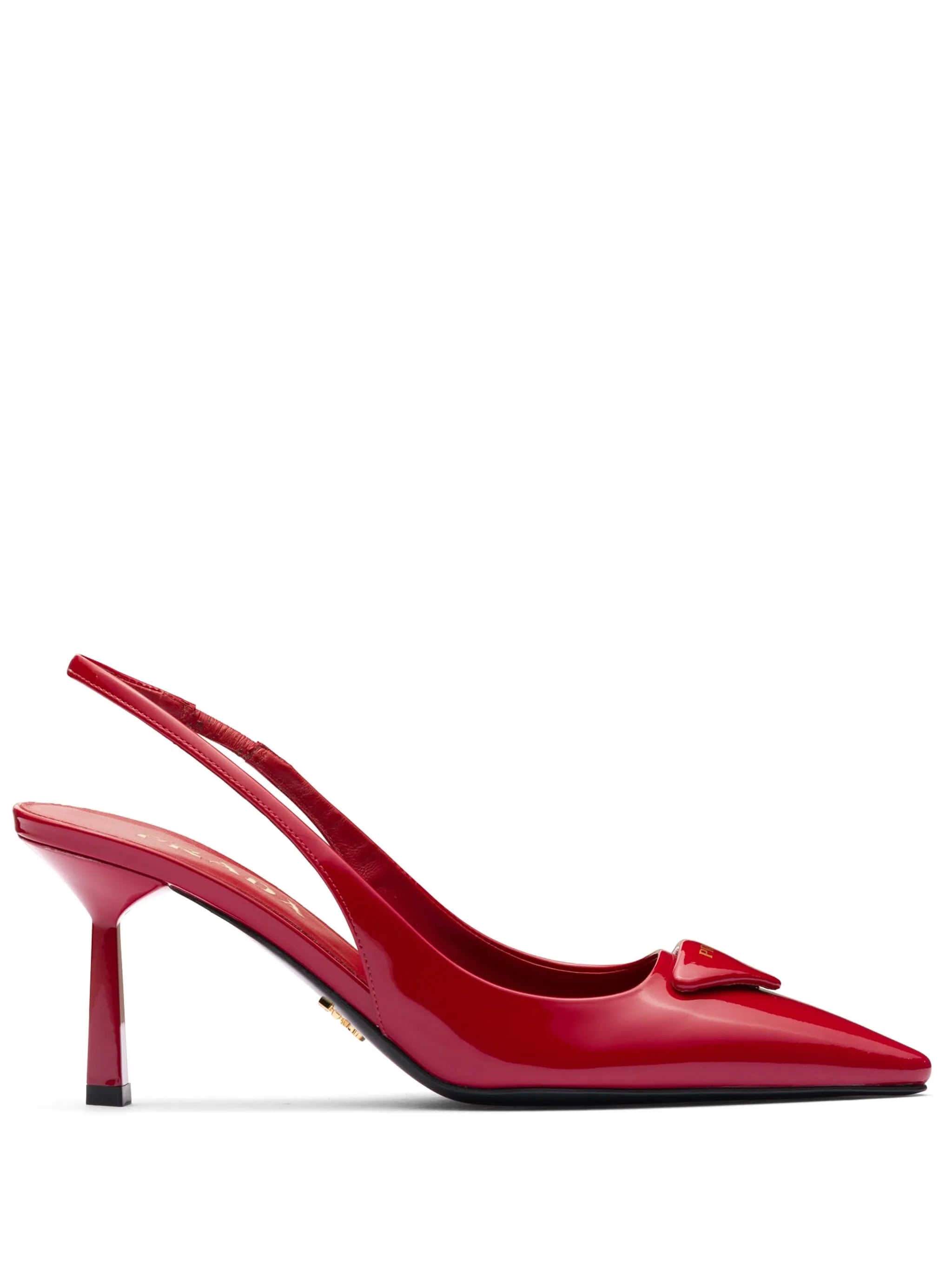 triangle-logo 75mm slingback pumps