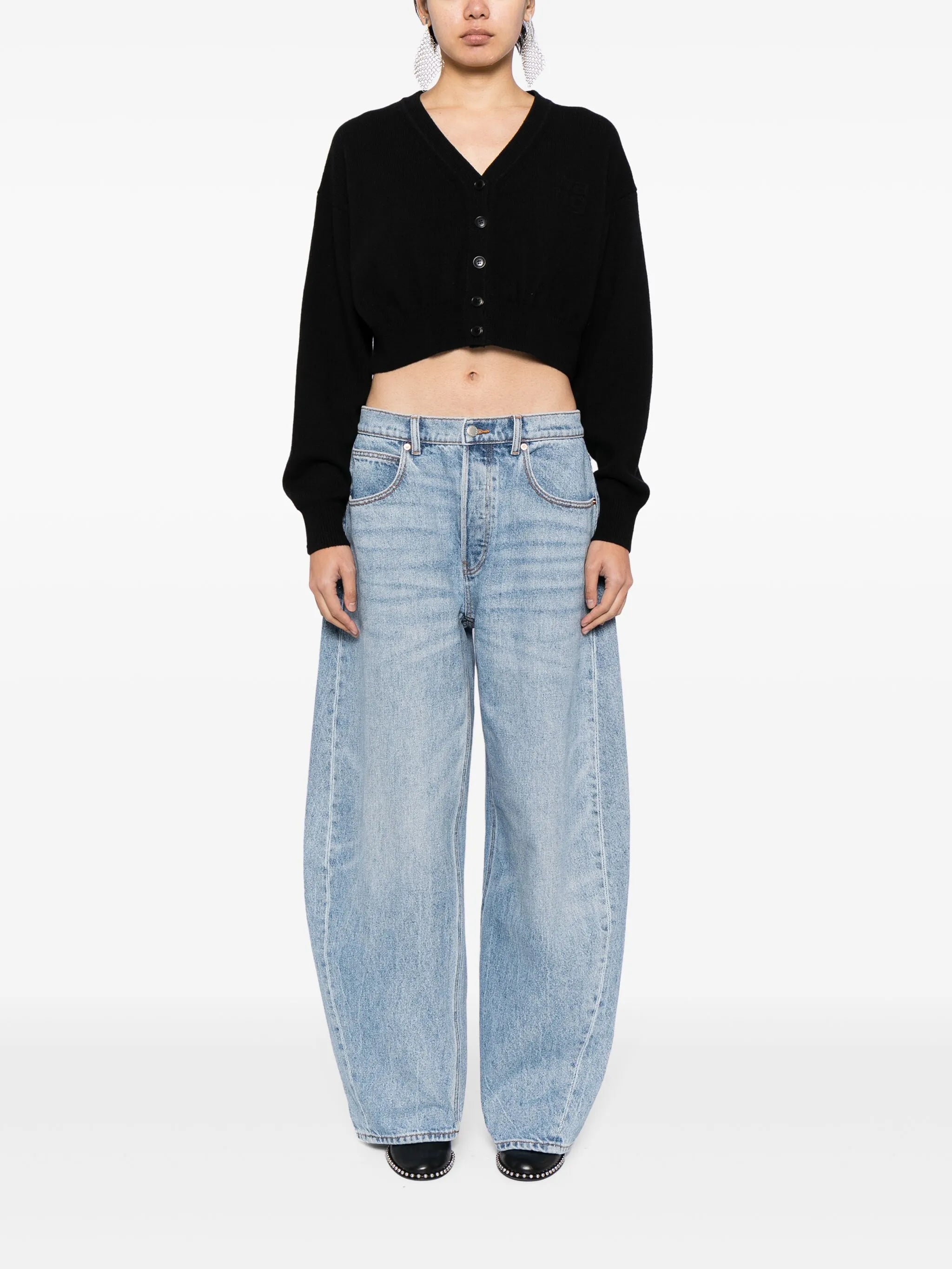 Rounded wide-leg jeans