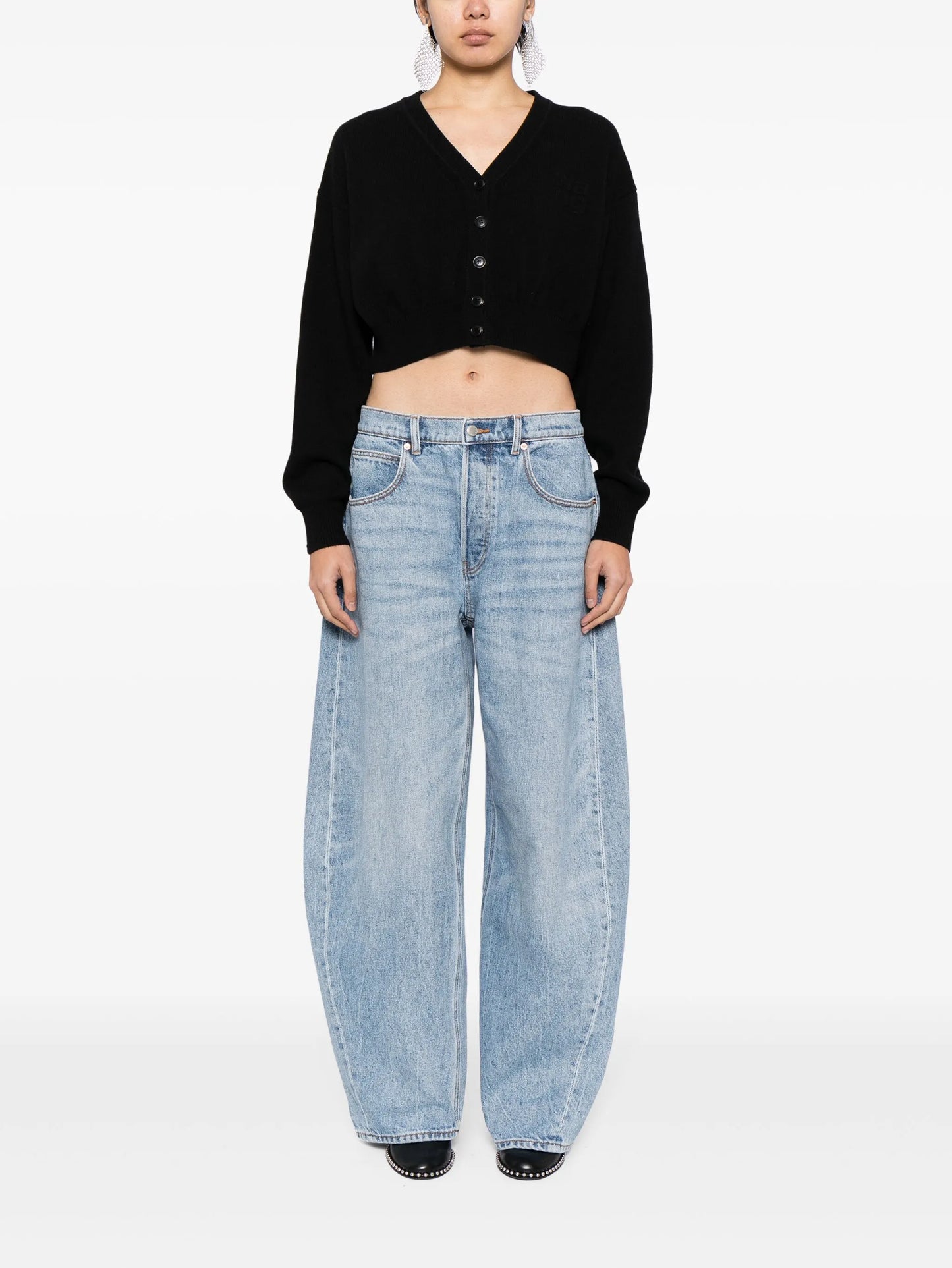 Rounded wide-leg jeans