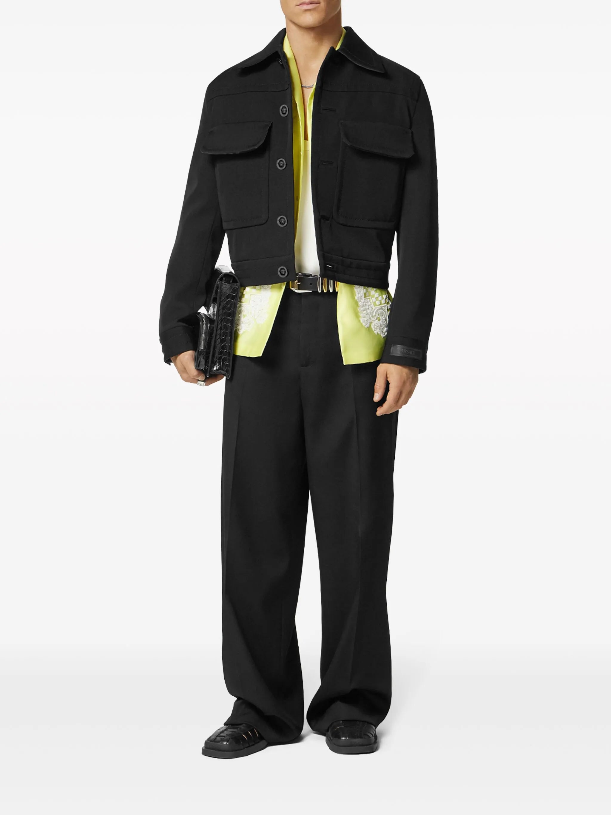 wool-blend twill blouson jacket
