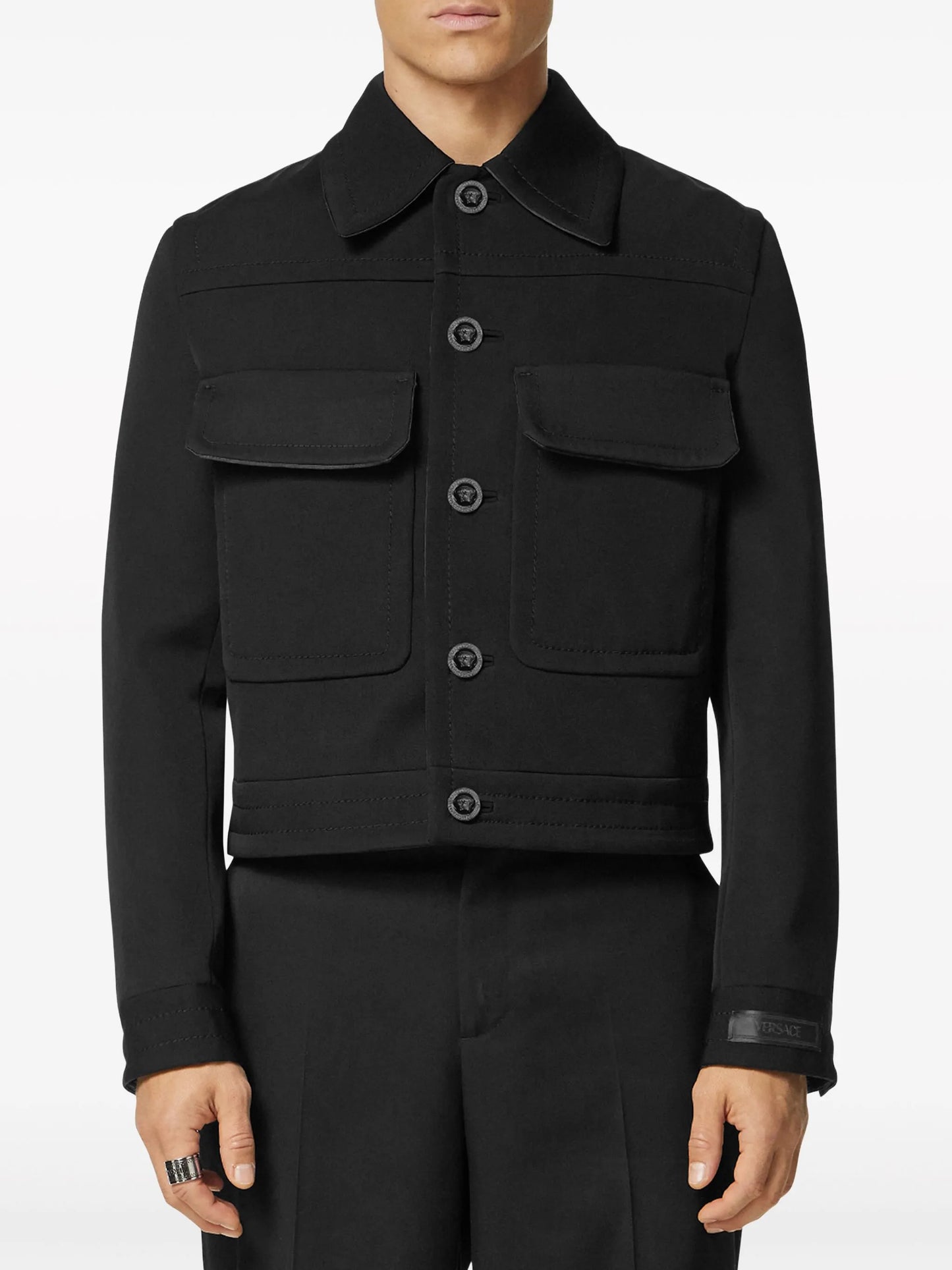 wool-blend twill blouson jacket