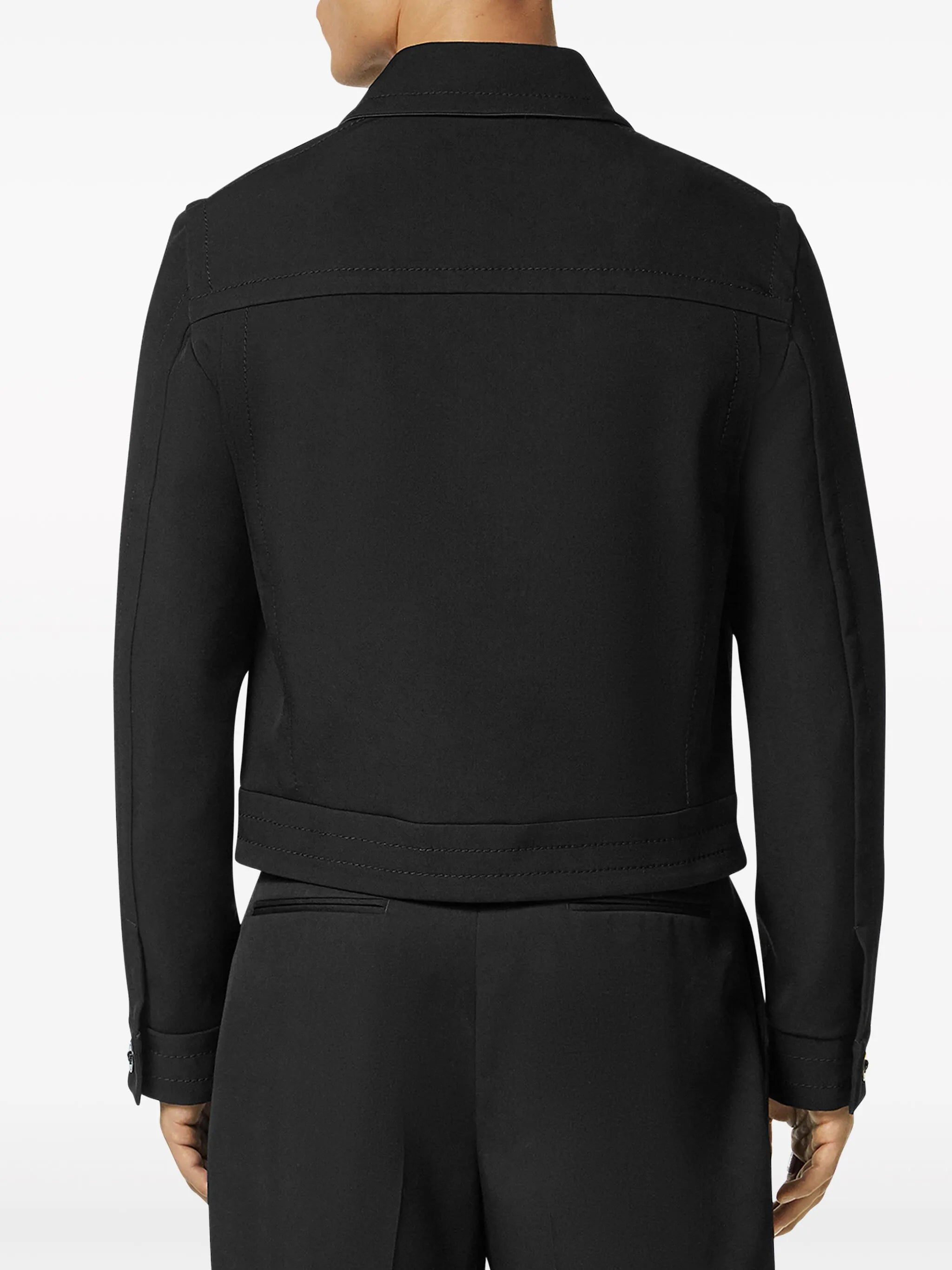 wool-blend twill blouson jacket