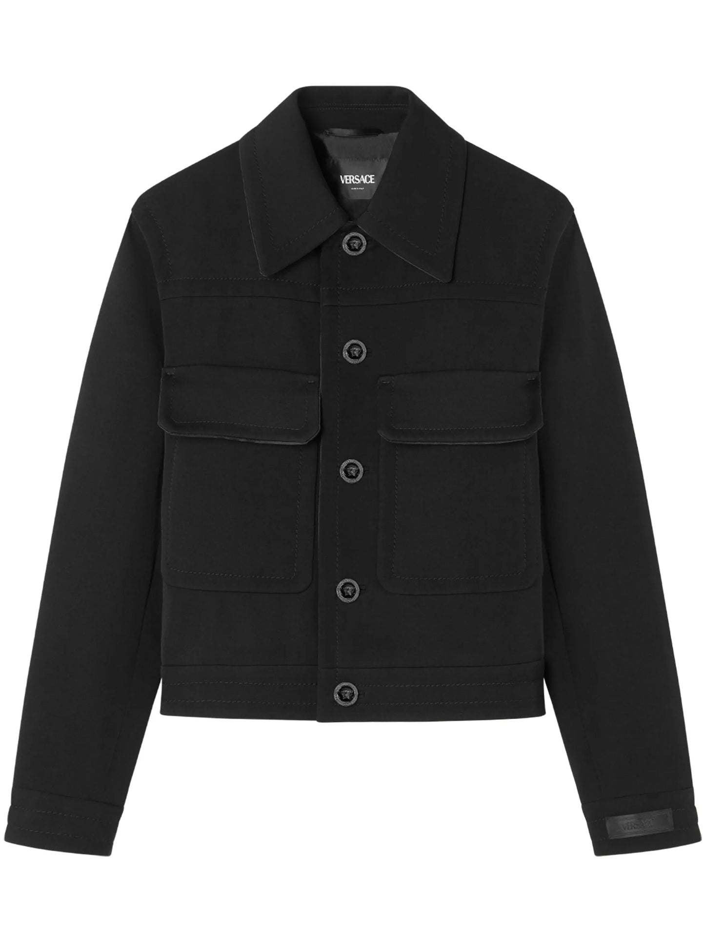 wool-blend twill blouson jacket