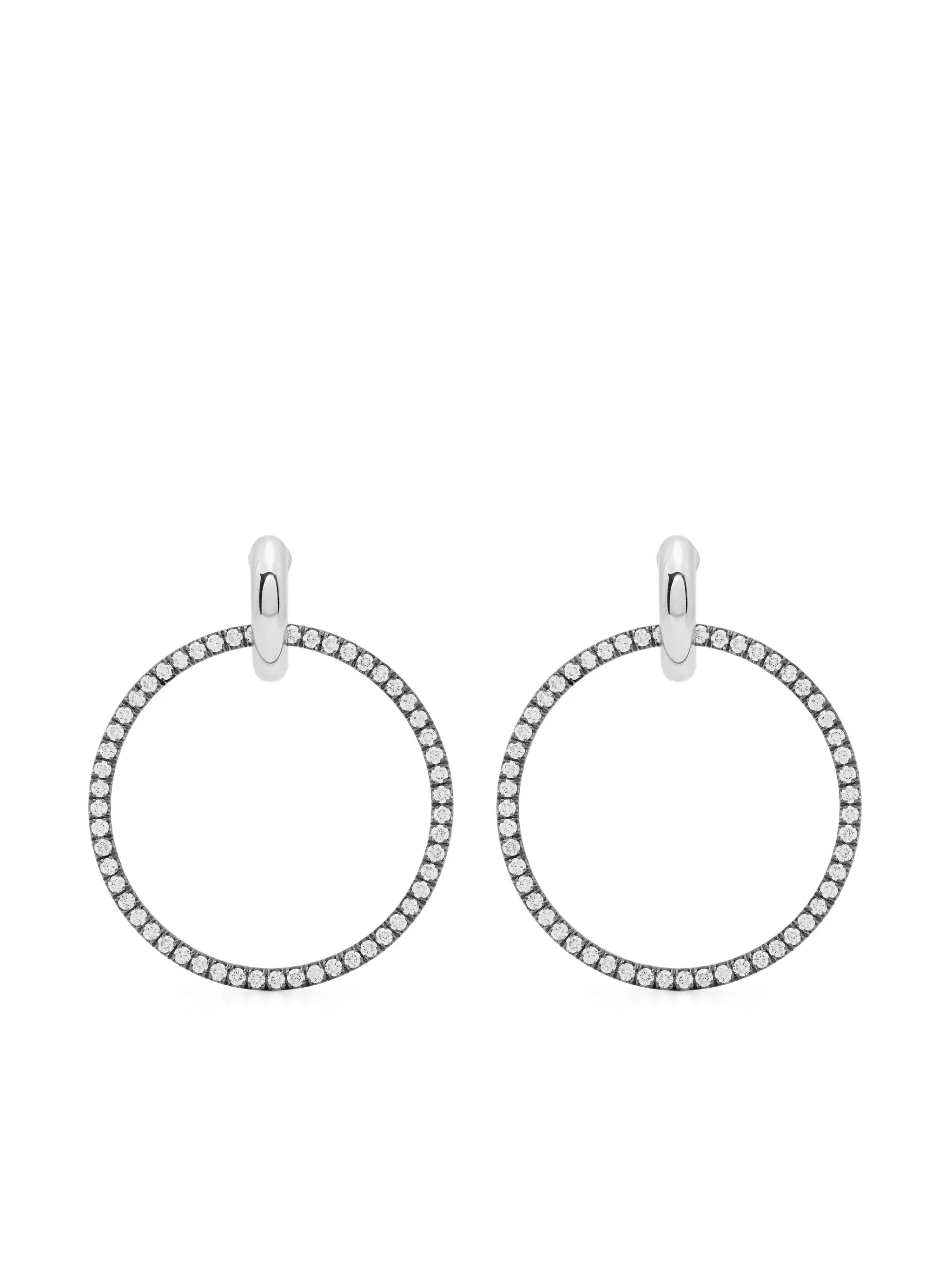 18kt white gold and sterling silver diamond huggie earrings