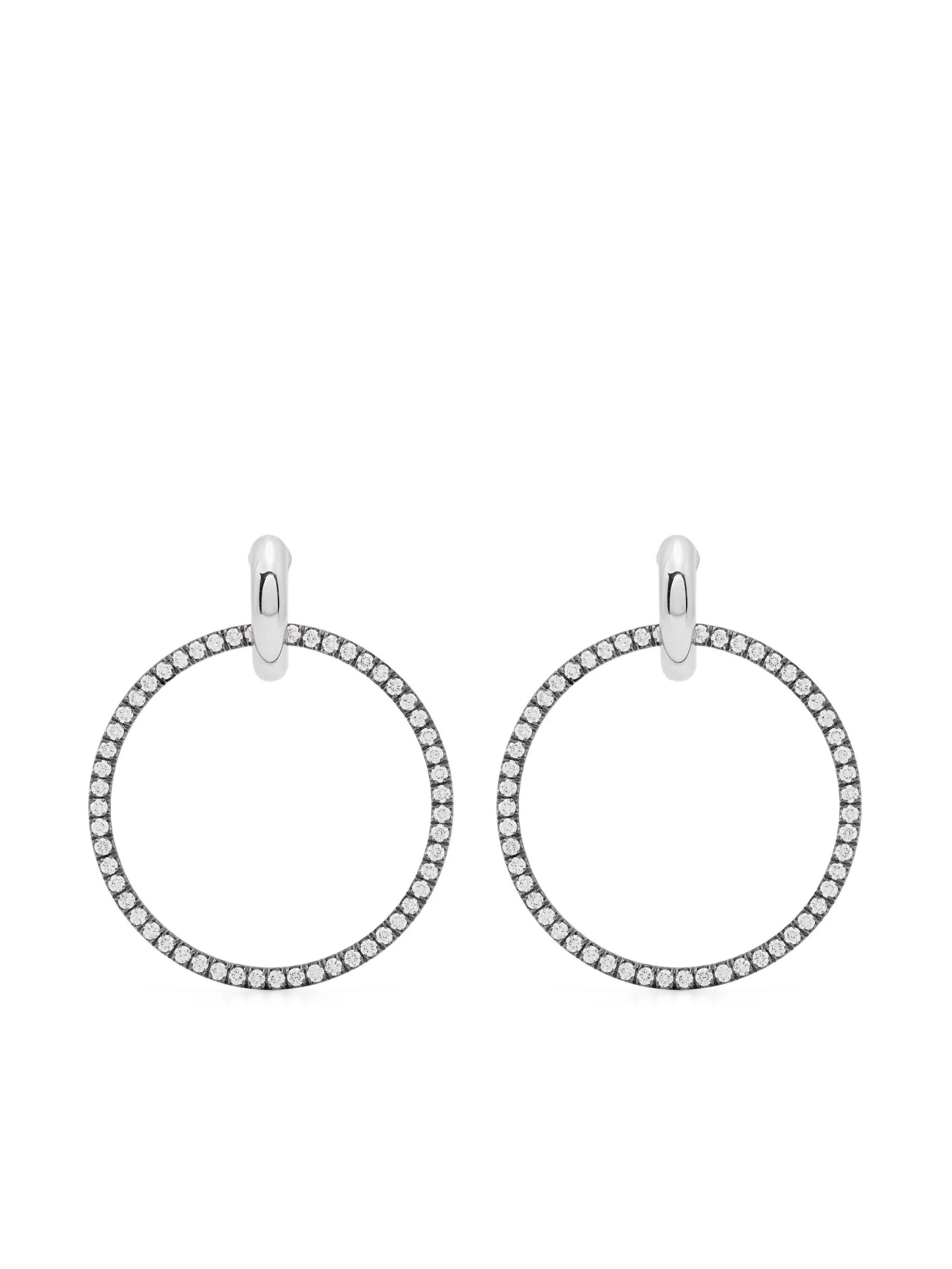 18kt white gold and sterling silver diamond huggie earrings