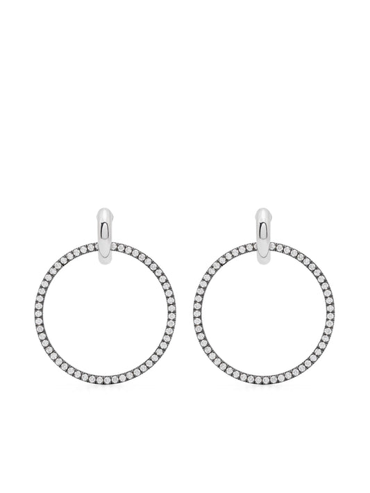 18kt white gold and sterling silver diamond huggie earrings