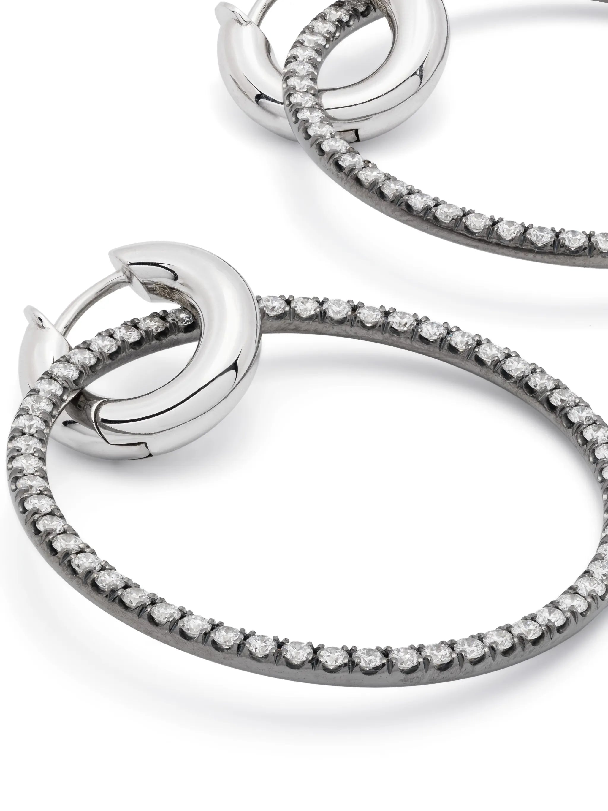 18kt white gold and sterling silver diamond huggie earrings