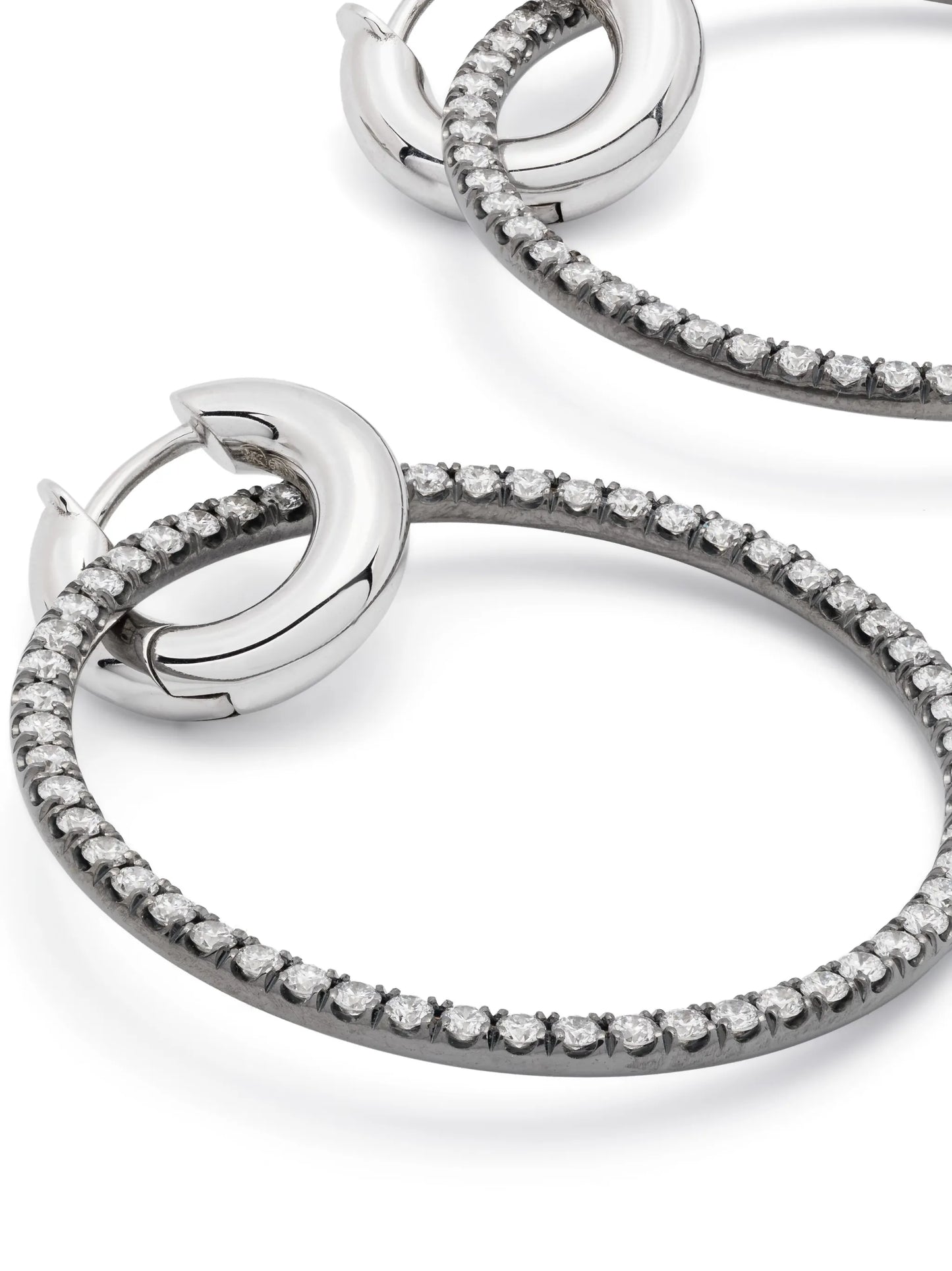 18kt white gold and sterling silver diamond huggie earrings