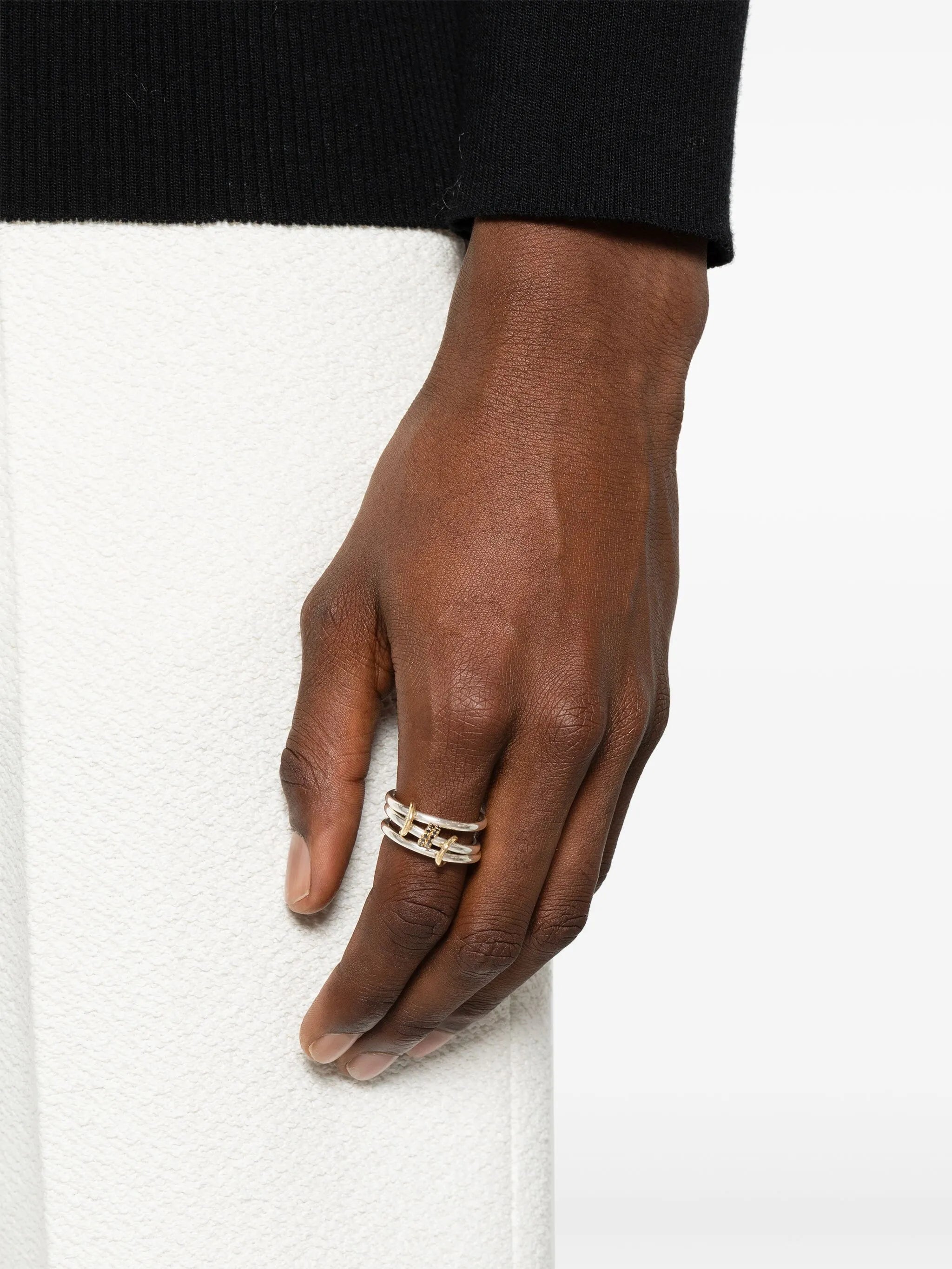 18kt yellow gold Dion SG Noir diamond rings