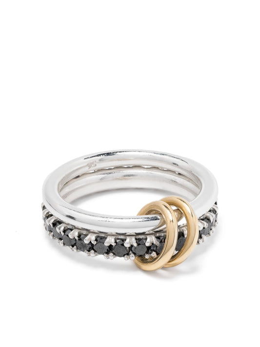 18kt yellow gold Enzo SG Noir diamond linked rings