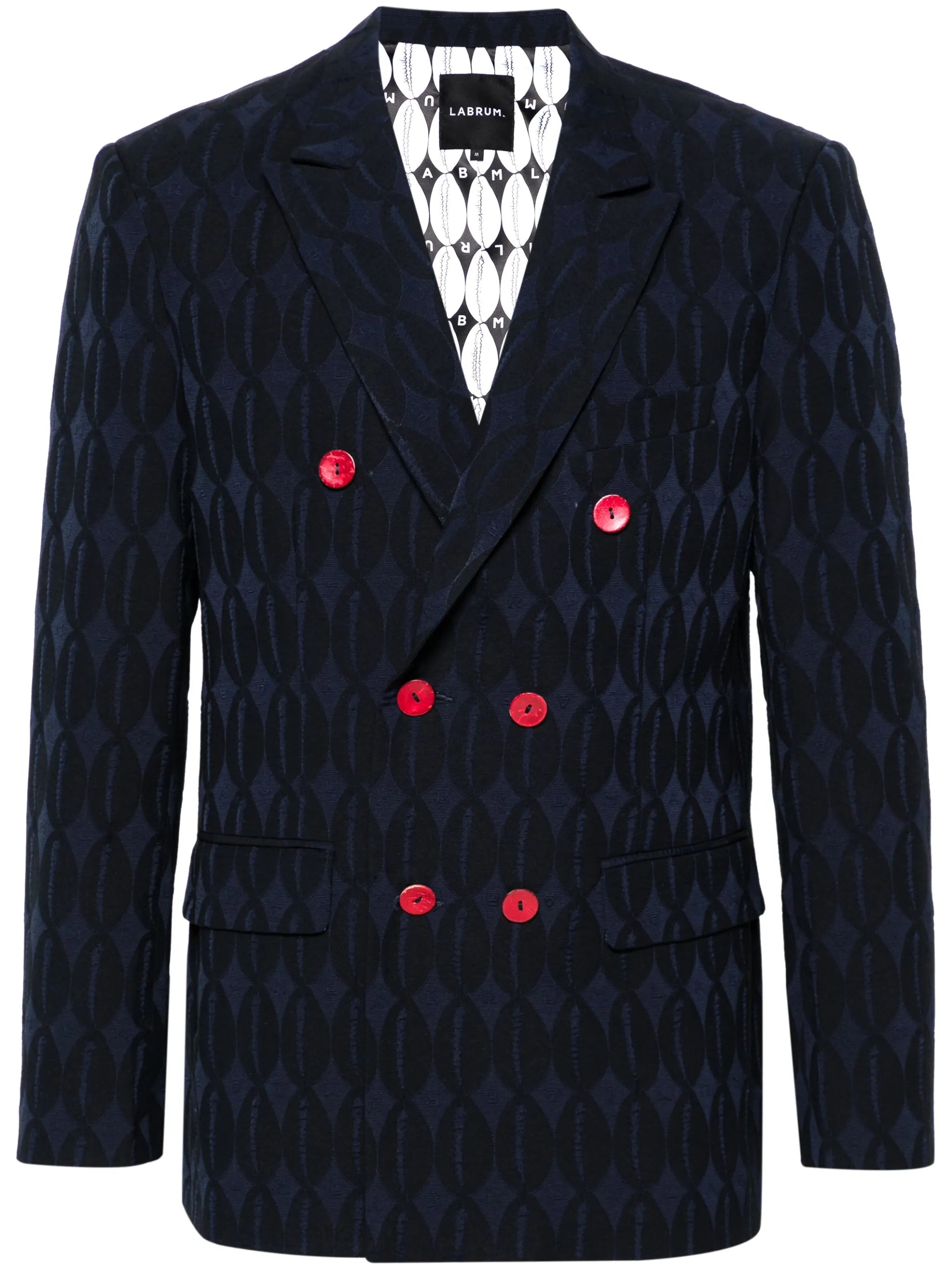 double-breasted monogram-jacquard blazer