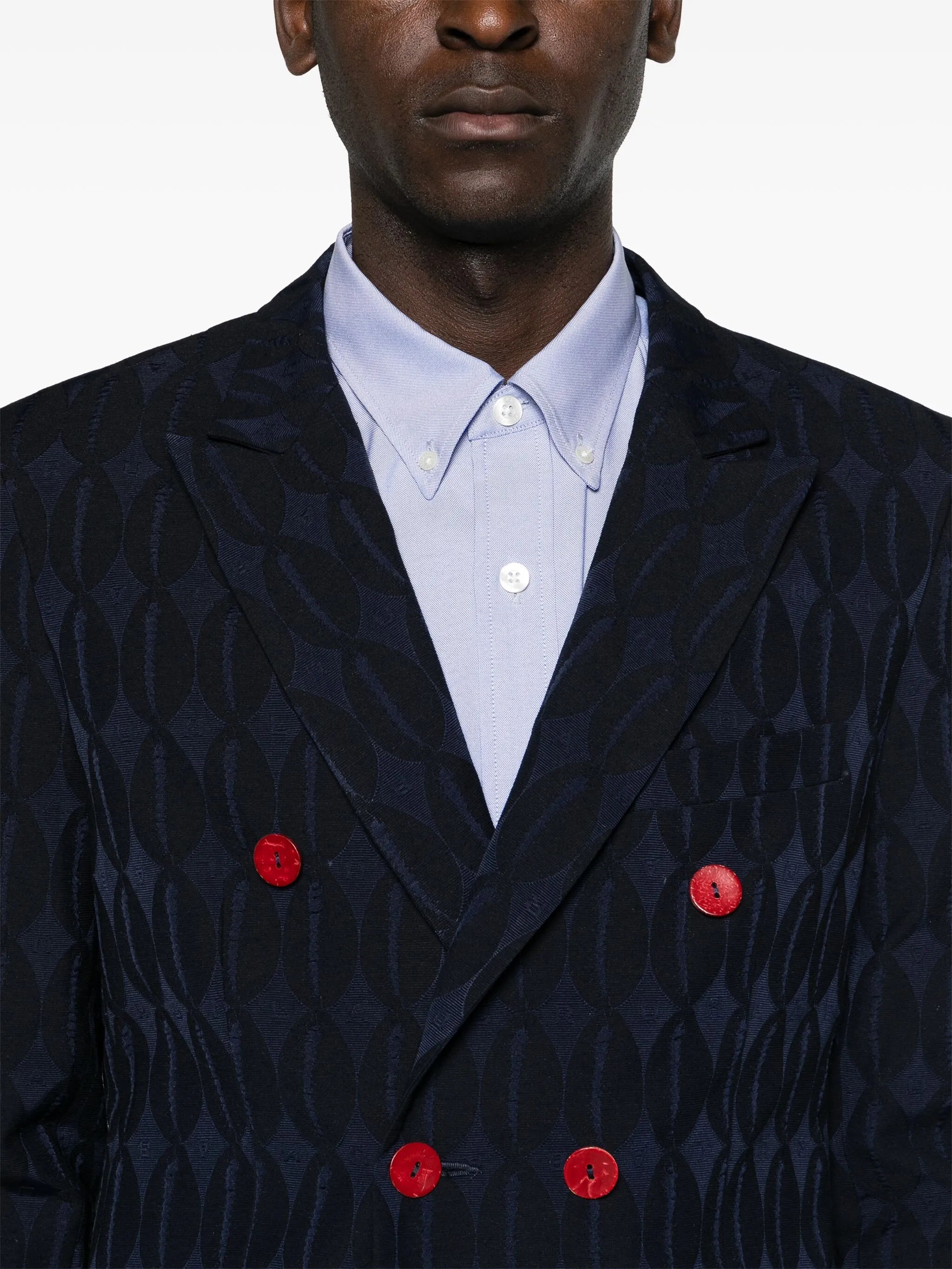 double-breasted monogram-jacquard blazer