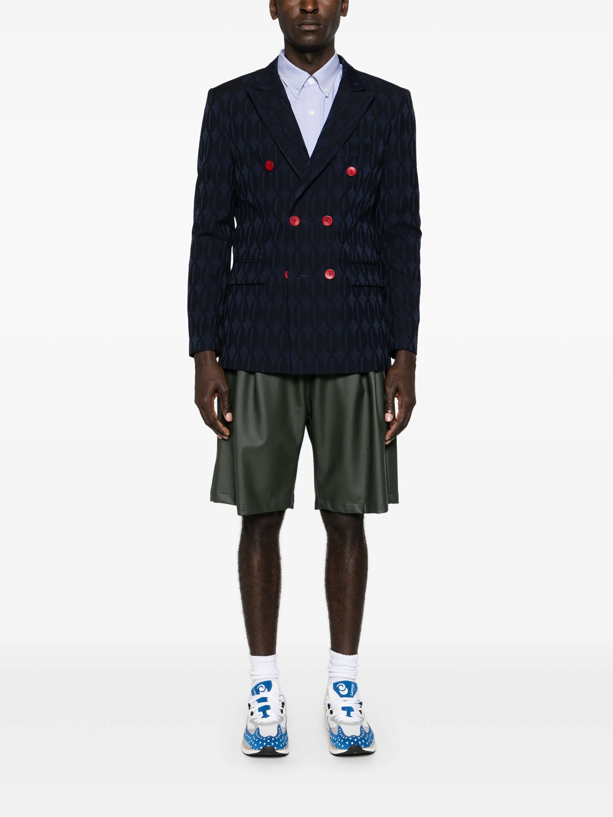 double-breasted monogram-jacquard blazer