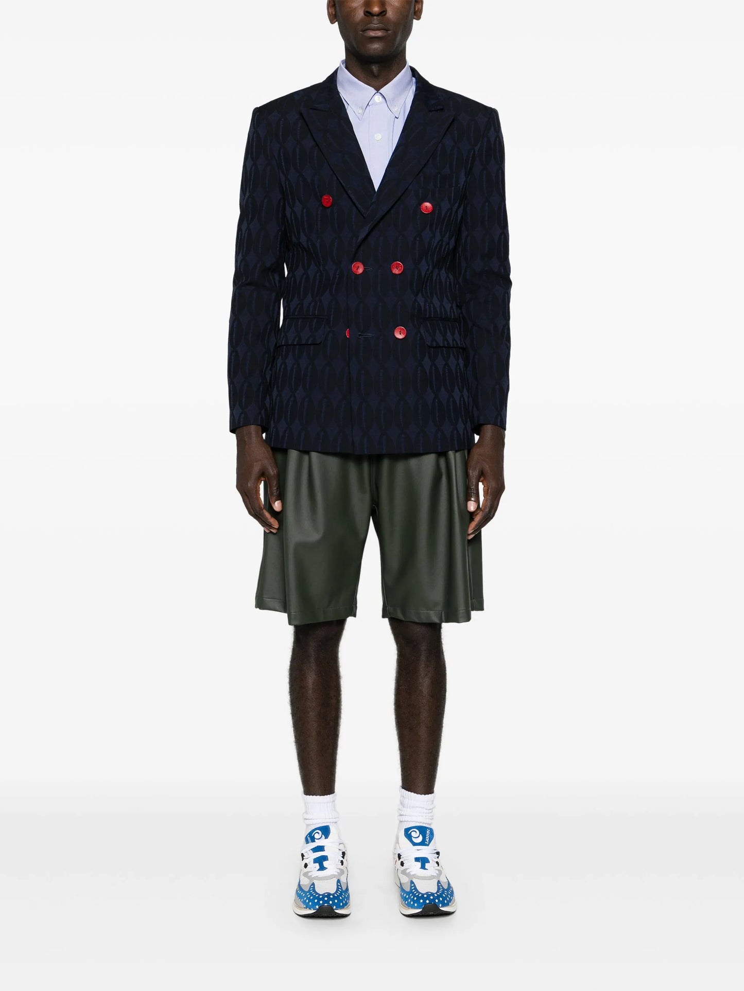 double-breasted monogram-jacquard blazer