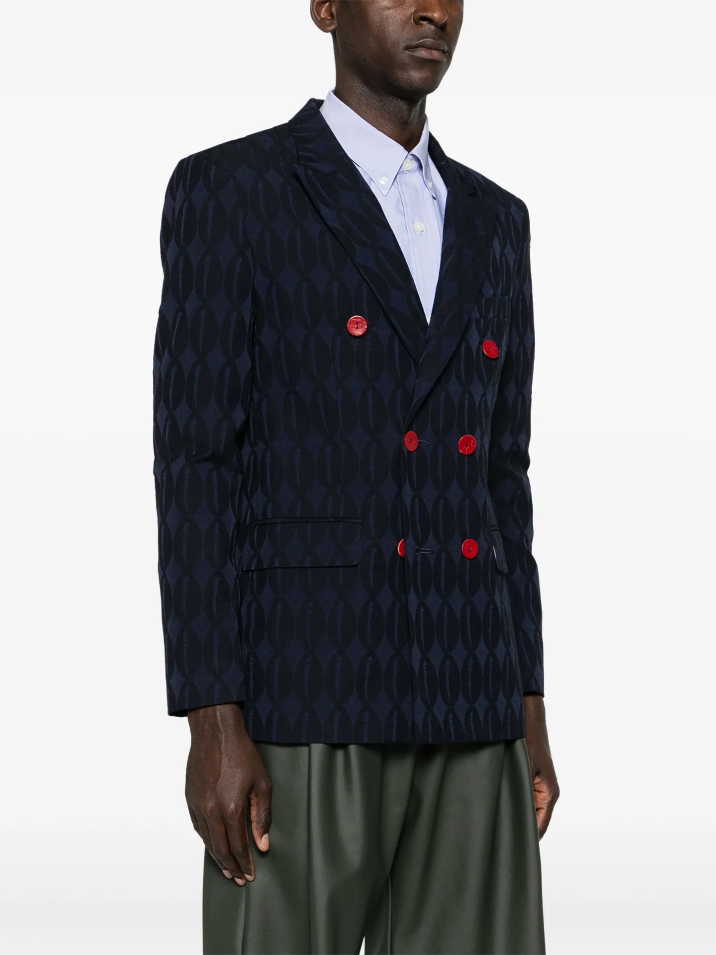 double-breasted monogram-jacquard blazer