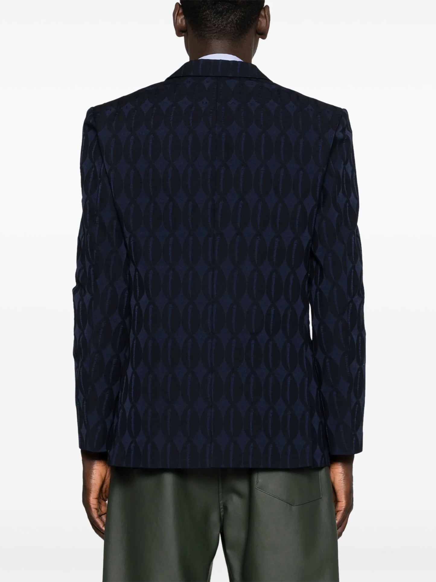 double-breasted monogram-jacquard blazer