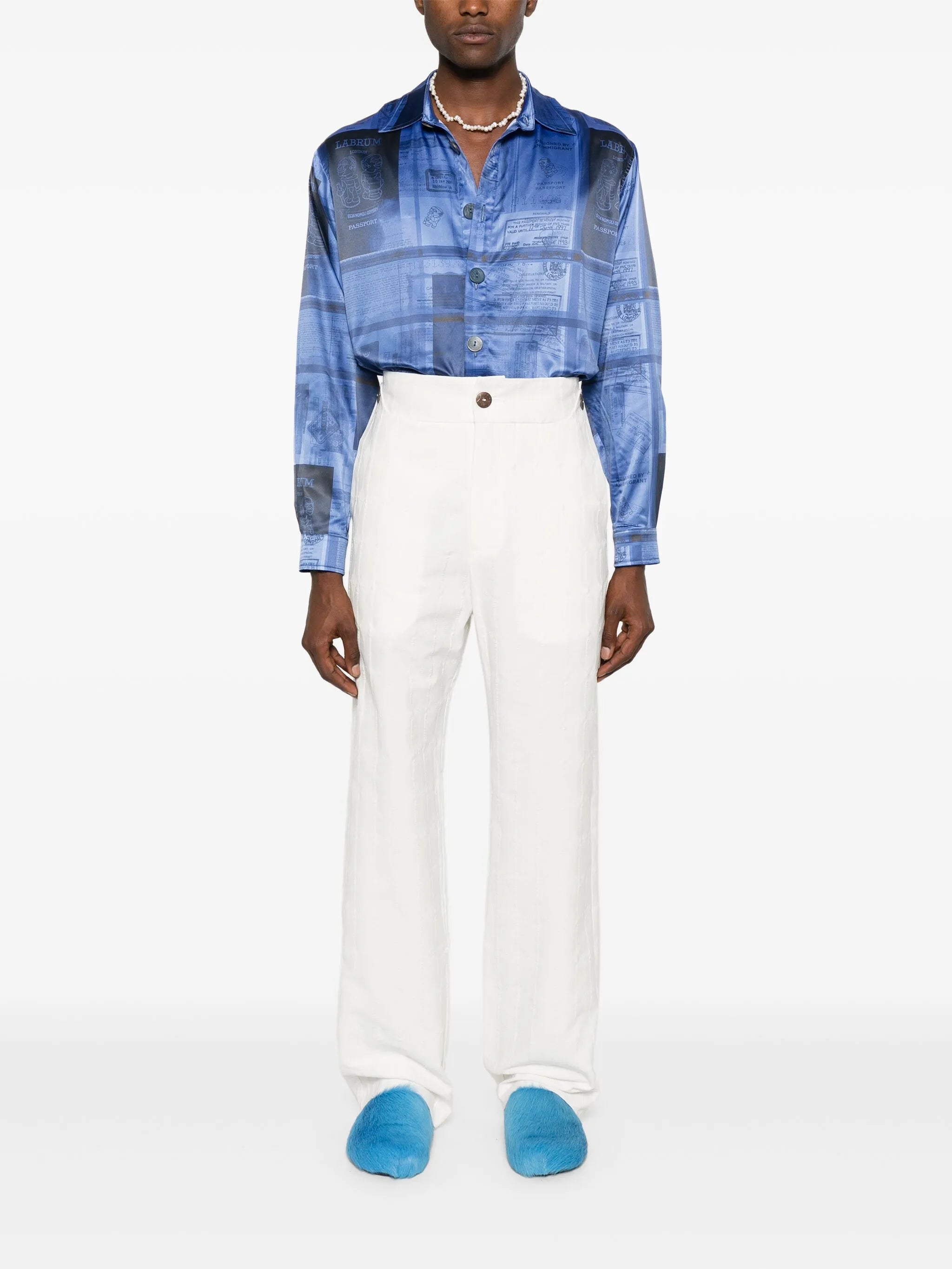 monogram-jacquard straight-leg trousers