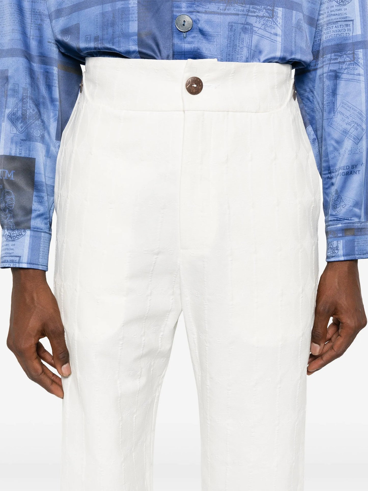 monogram-jacquard straight-leg trousers