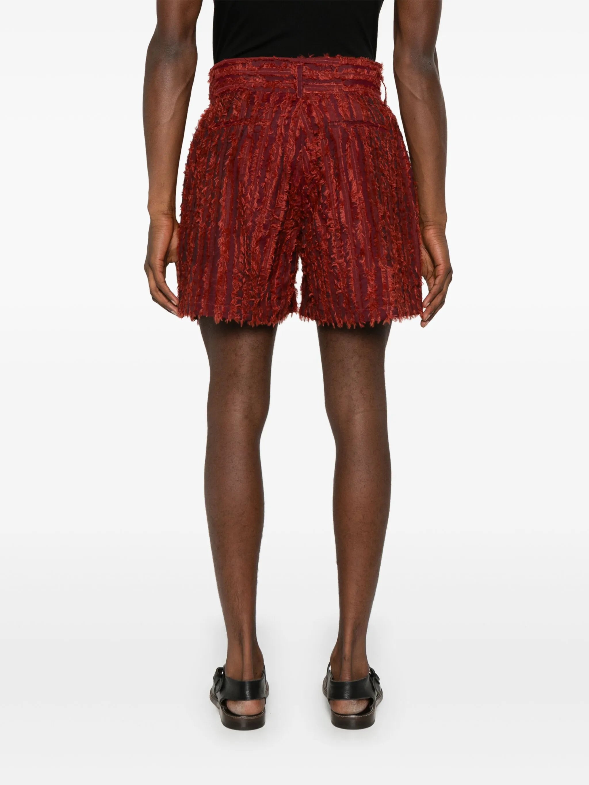 frayed striped shorts