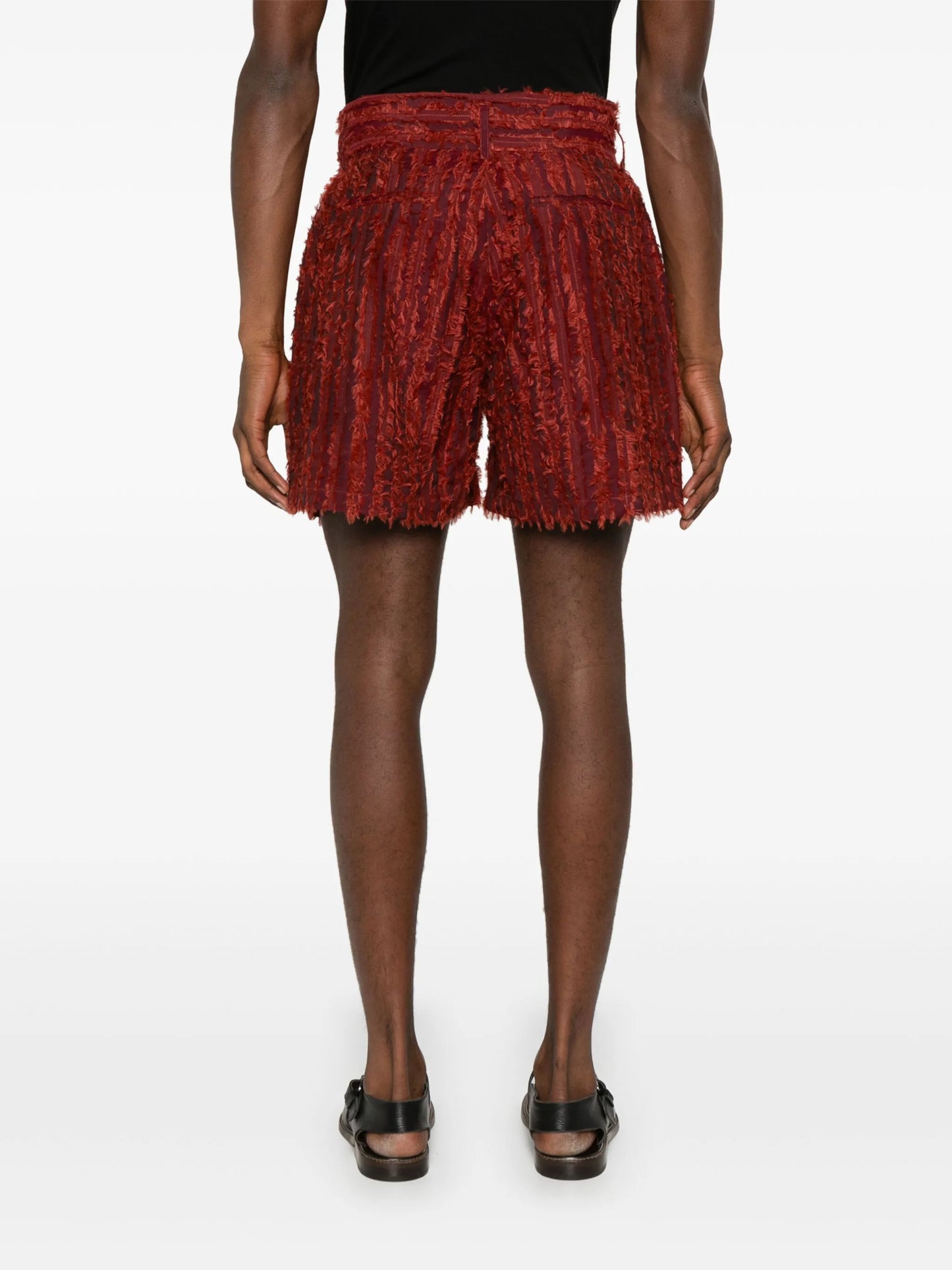 frayed striped shorts