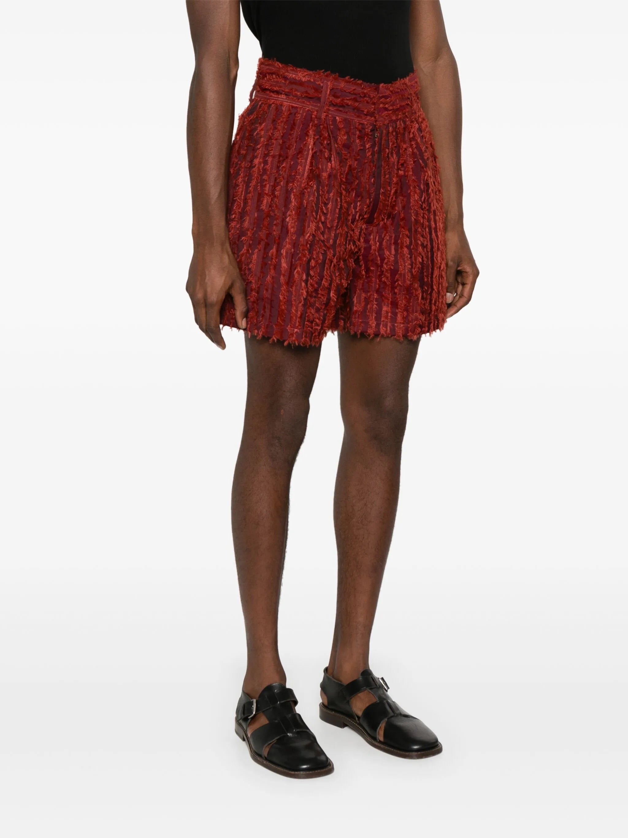 frayed striped shorts