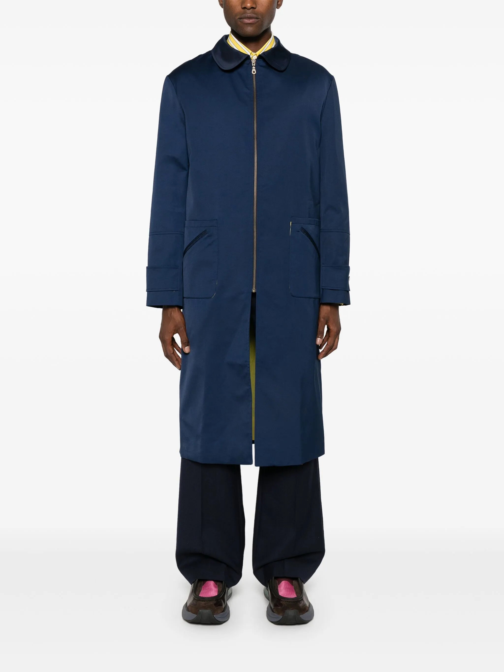 rounded-collar shell coat
