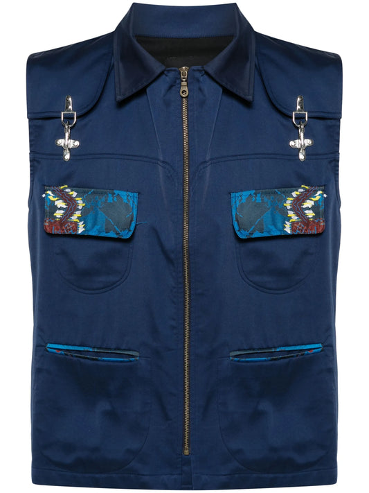 sleeveless twill waistcoat