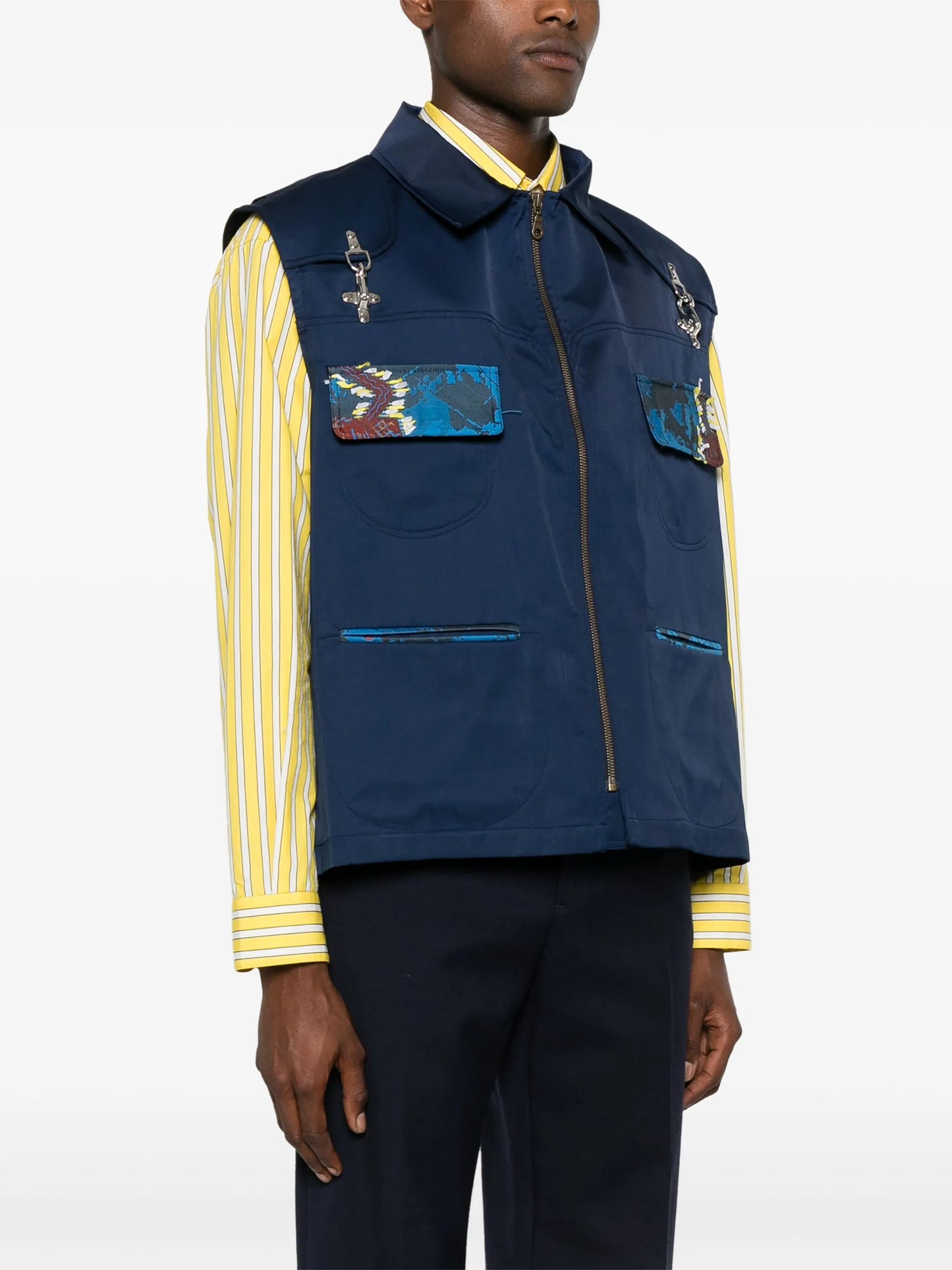 sleeveless twill waistcoat