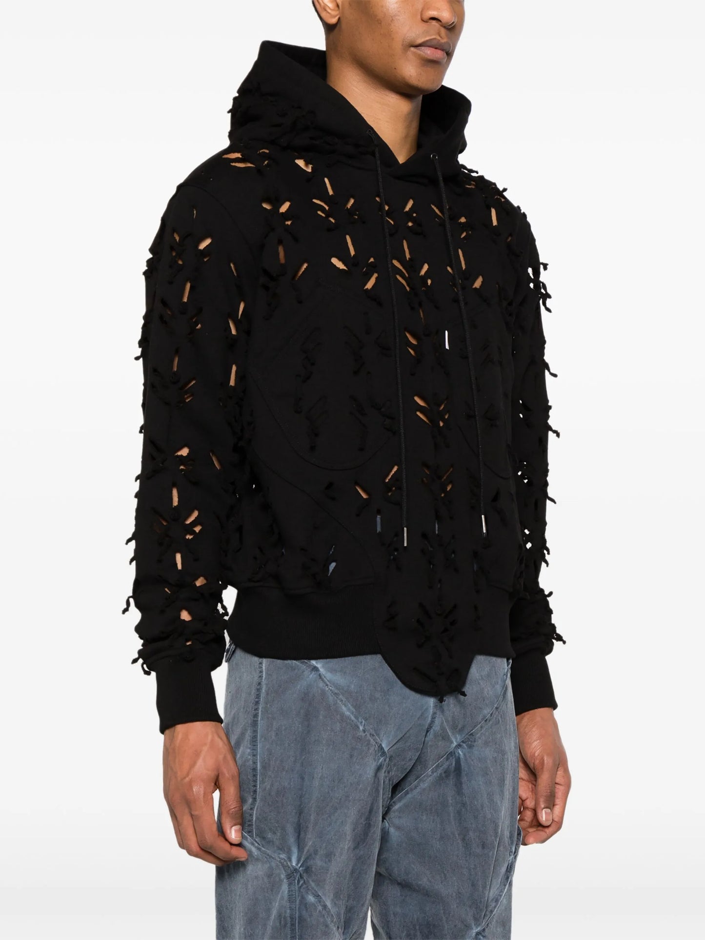 Slashed cotton hoodie