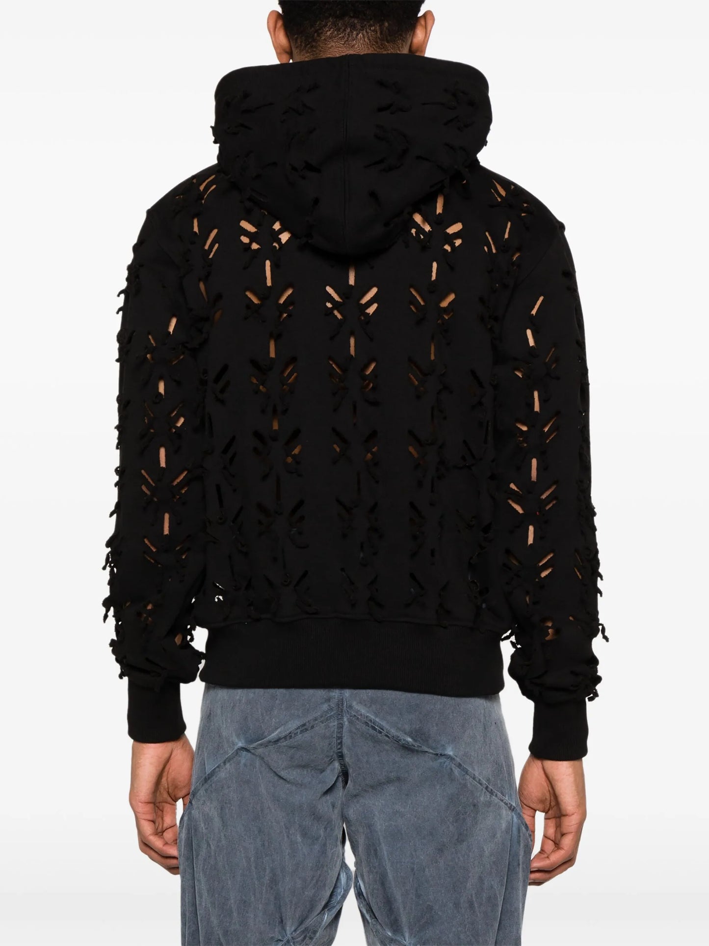 Slashed cotton hoodie