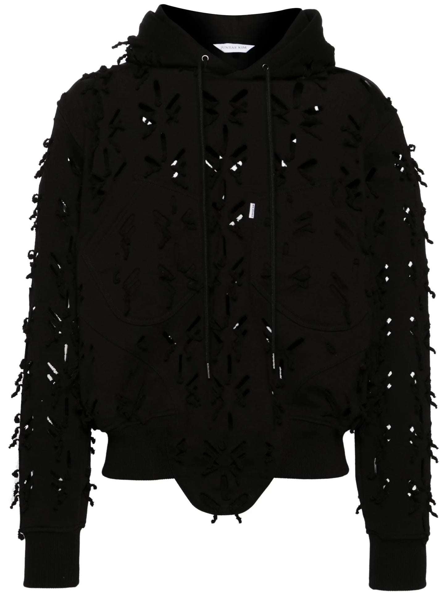 Slashed cotton hoodie