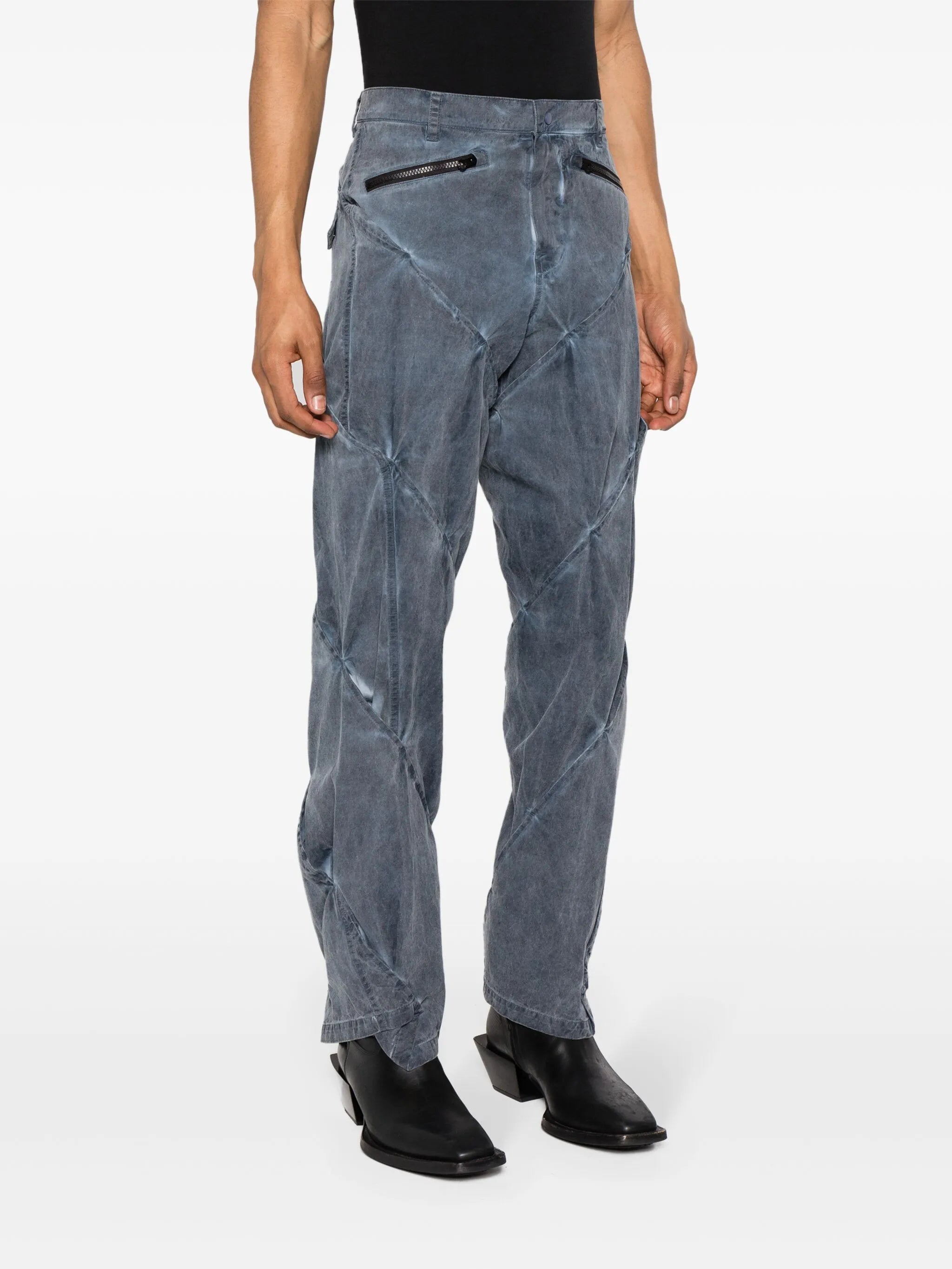 Gather-Twisted straight trousers