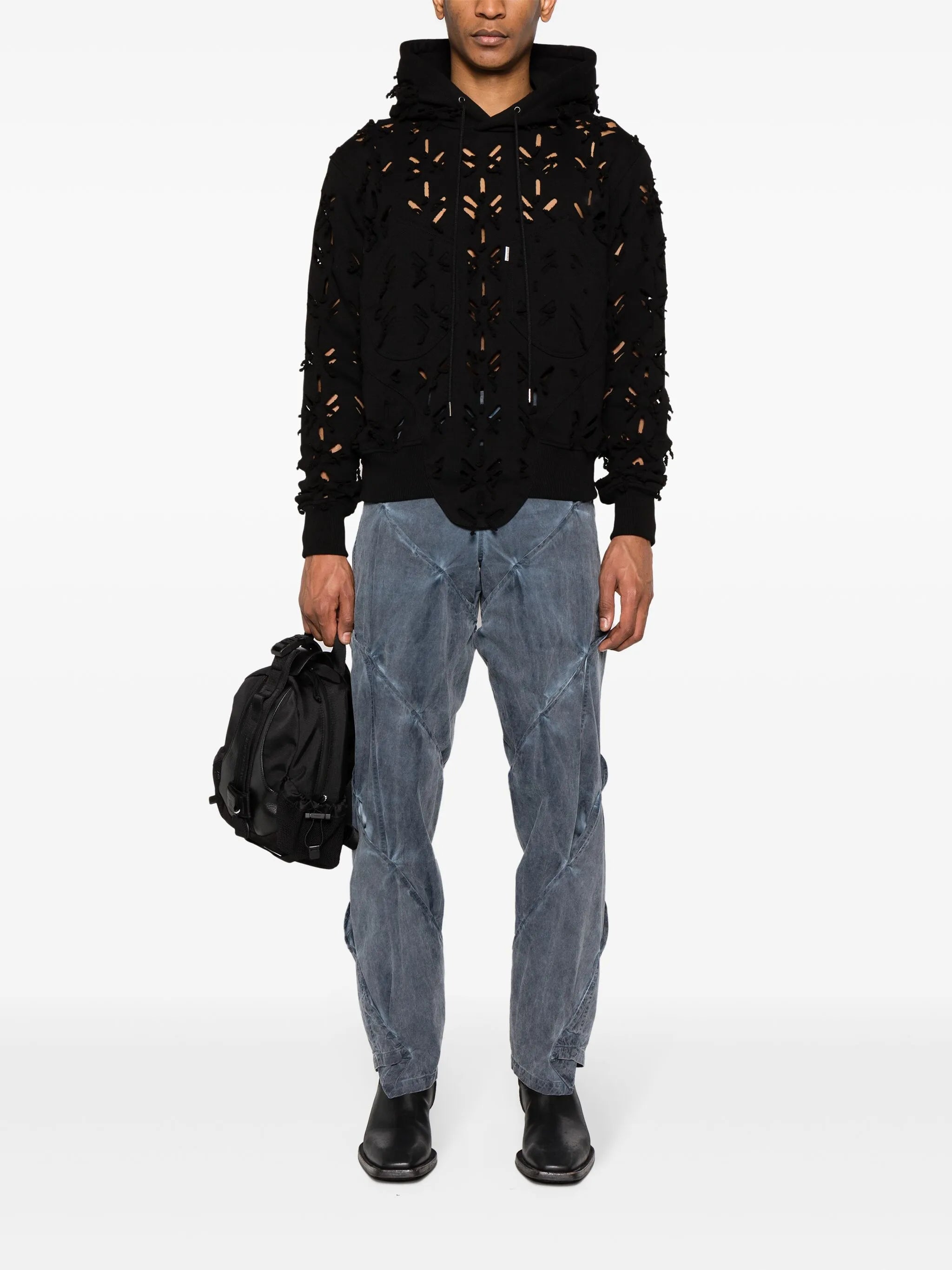 Gather-Twisted straight trousers