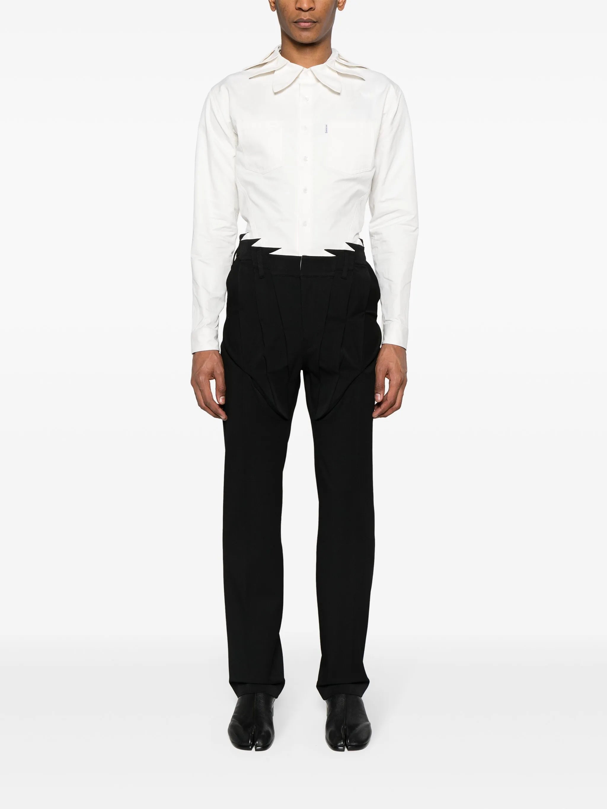 pleat-detailing straight-leg trousers