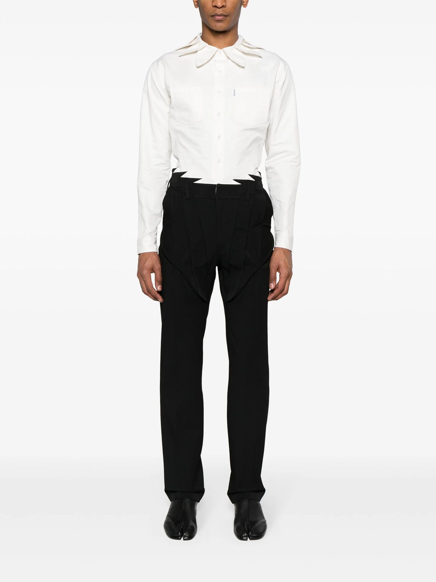 pleat-detailing straight-leg trousers