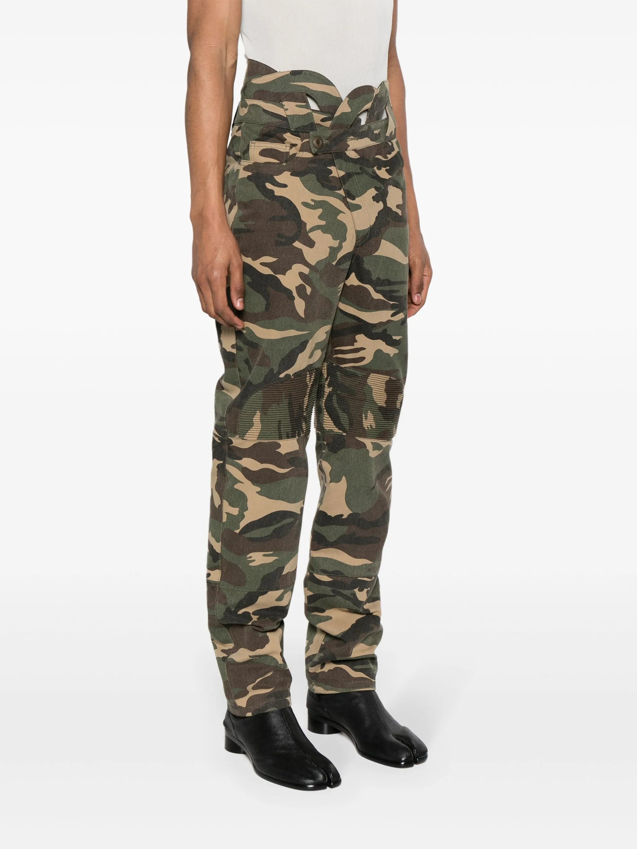 cut-out detail cotton trousers