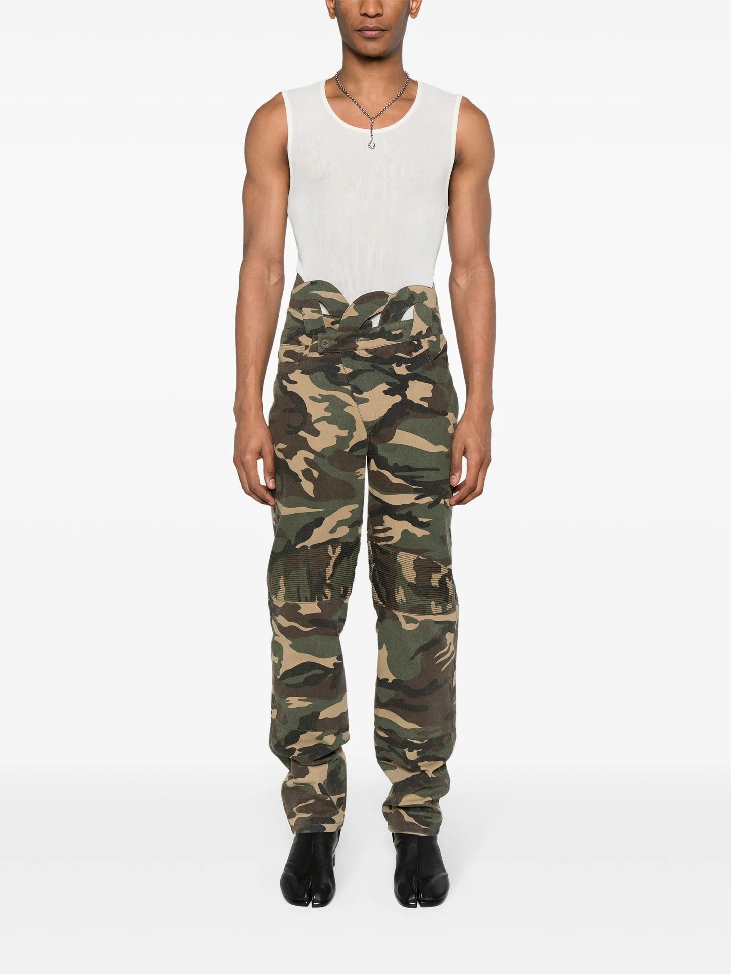 cut-out detail cotton trousers