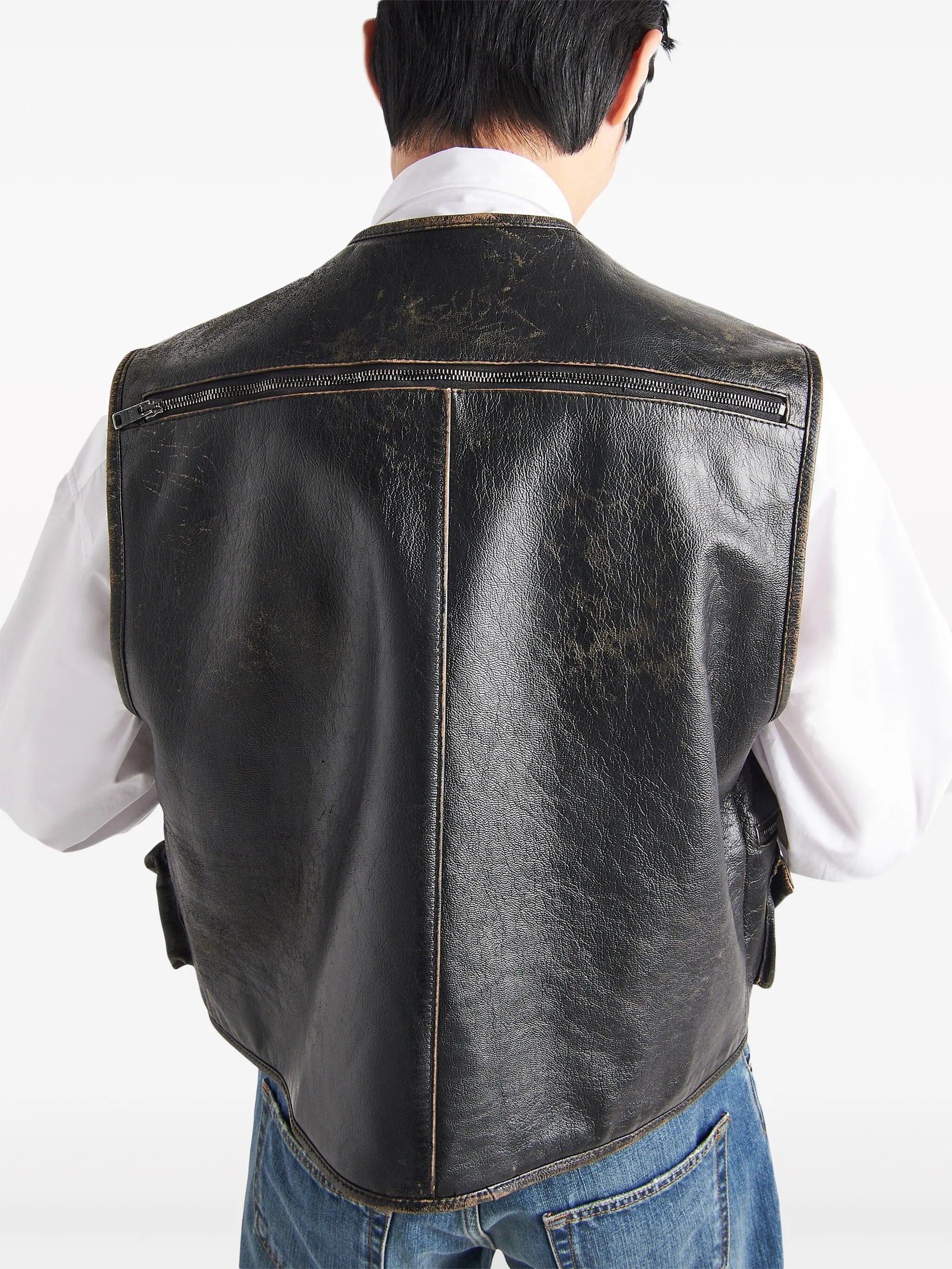 leather cargo vest