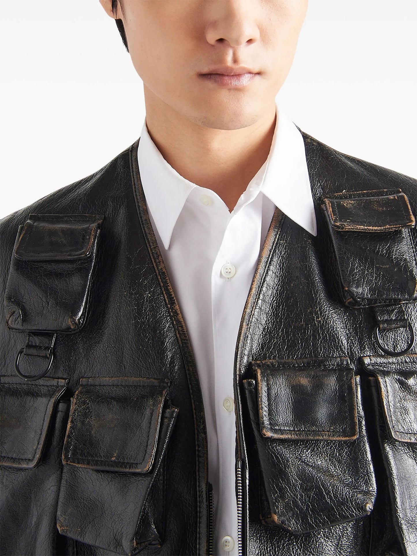 leather cargo vest