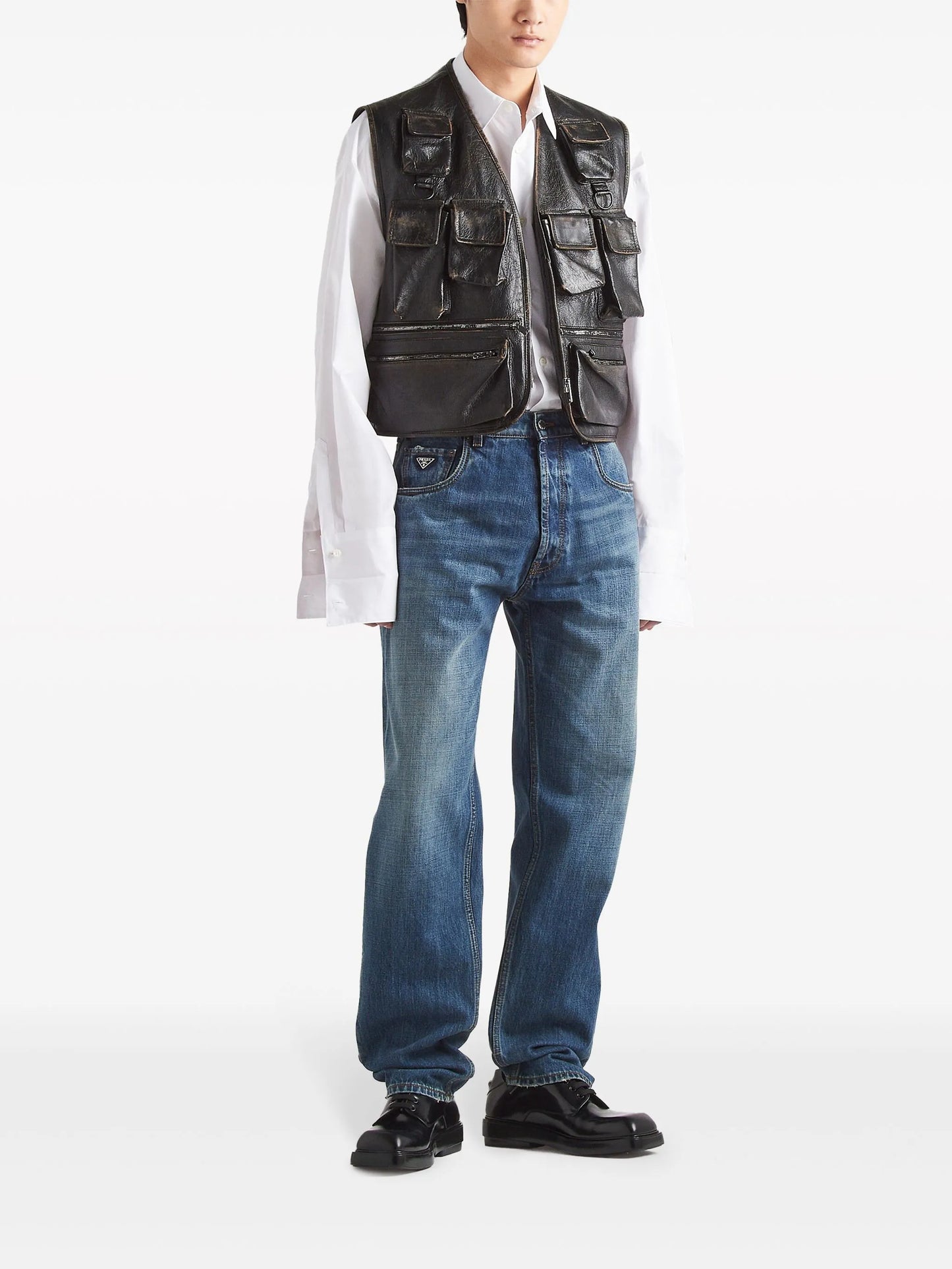 leather cargo vest