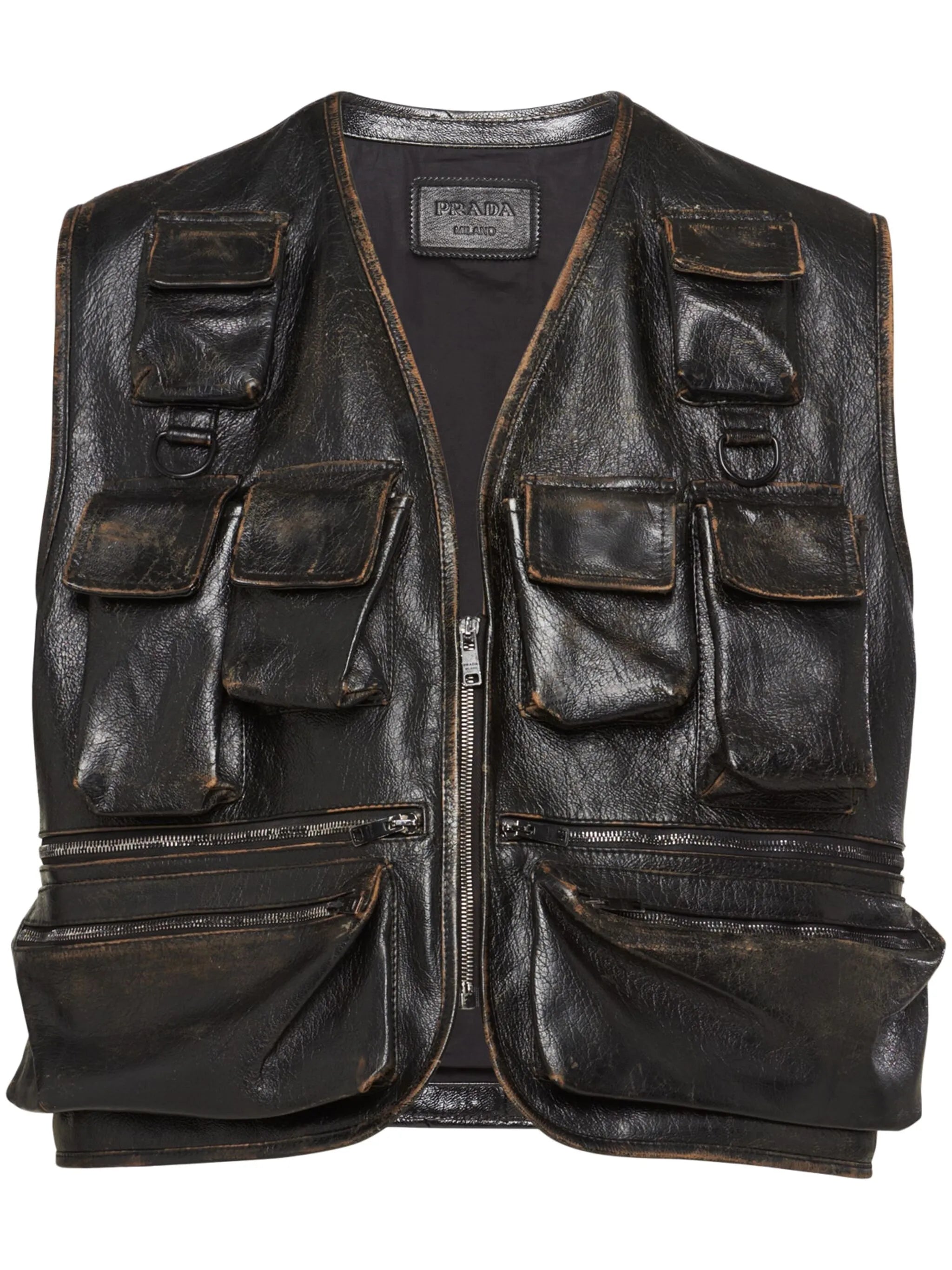leather cargo vest