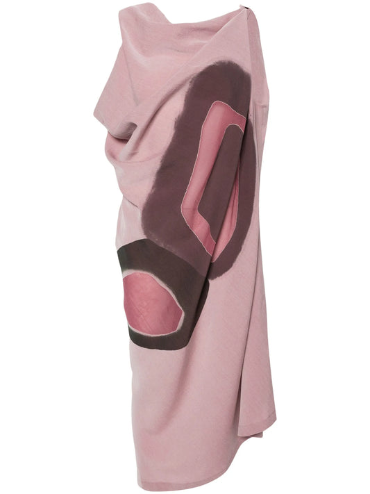 abstract-print asymmetric midi dress
